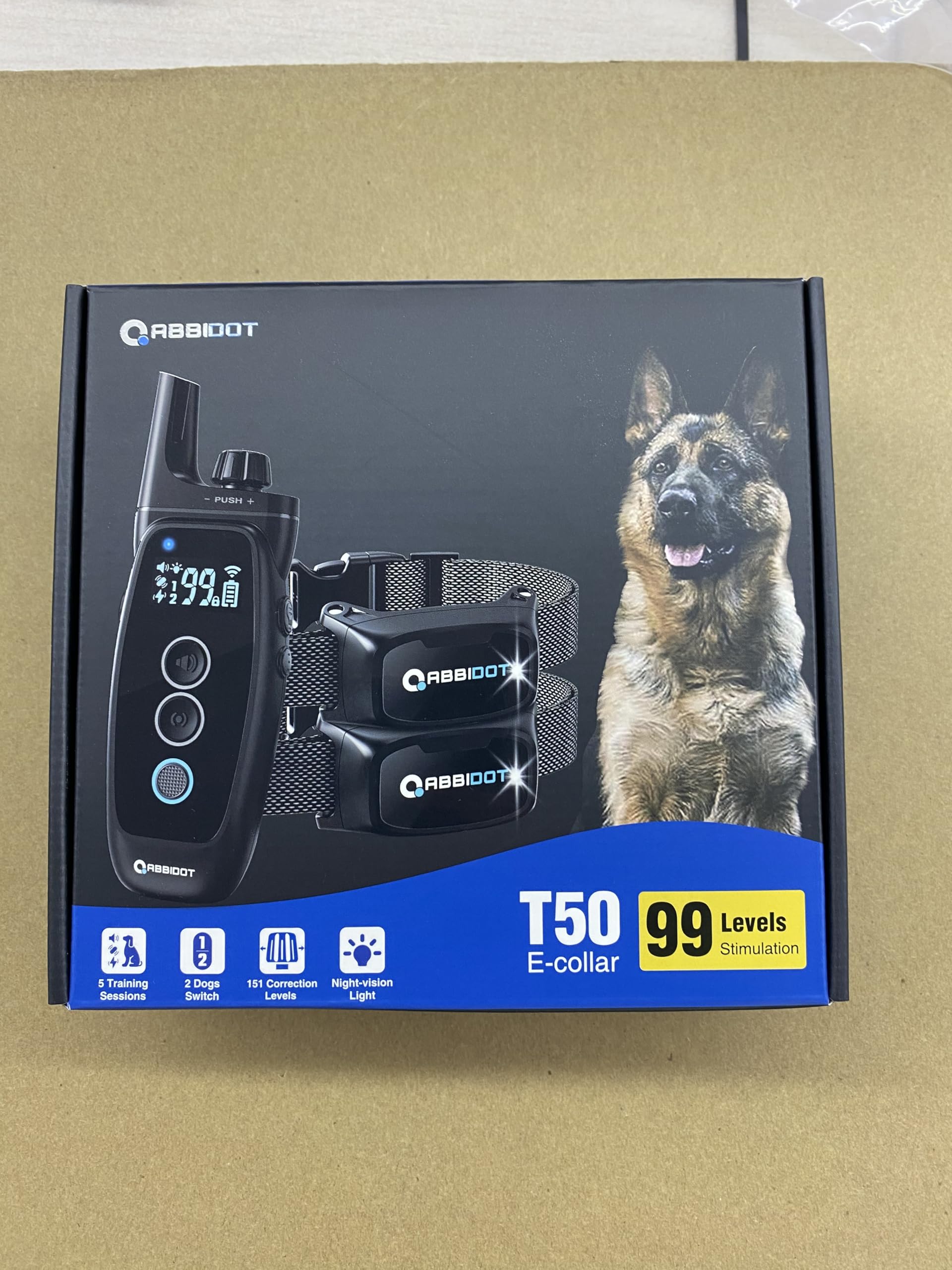 ABBIDOT - Collar de entrenamiento para perro, luz nocturna, bloqueo de seguridad mejorado, 151 niveles de 4 modos de entrenamiento, recargable collar eléctrico para perros pequeños y grandes
