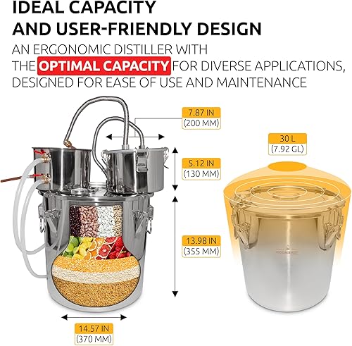 Miniatura 3 de Moonshine Still  Destilador de vino con alcohol  Kit de destilación  Acero inoxidable (8 galones (30L))