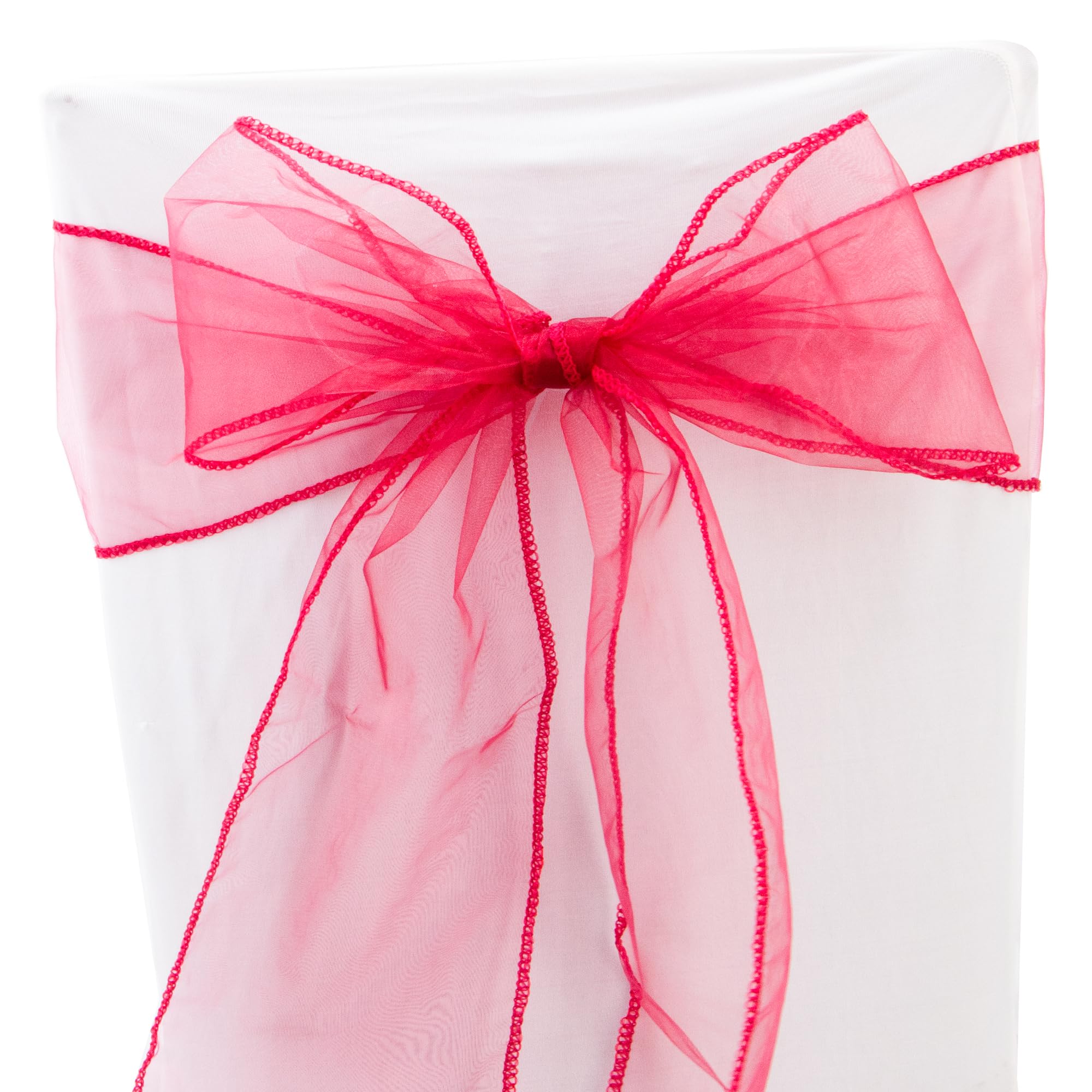 Time to Sparkle 30PCS 17x280cm Organza Chair Sashes Wider Fuller Cover Party Decoration Bow Sashes for Wedding -Crimson — image 1