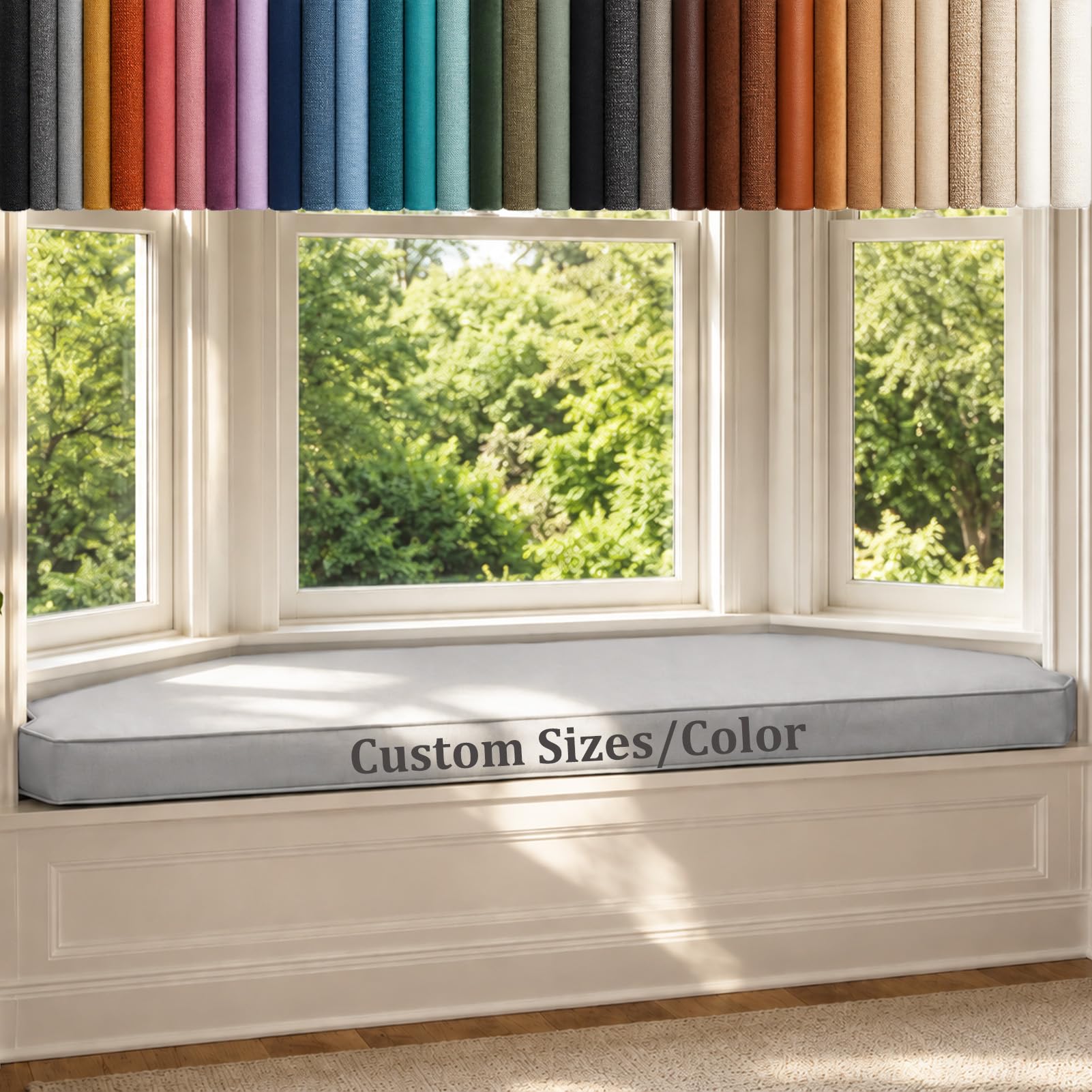 AEHO Made to Measure Garden Bench Cushion, Custom Window Seat Cushion for Patio, Conservatory and Hallway Bench, Waterproof Removable, 50D High Density Foam, Colour Choice,Custom Color,Custom Size