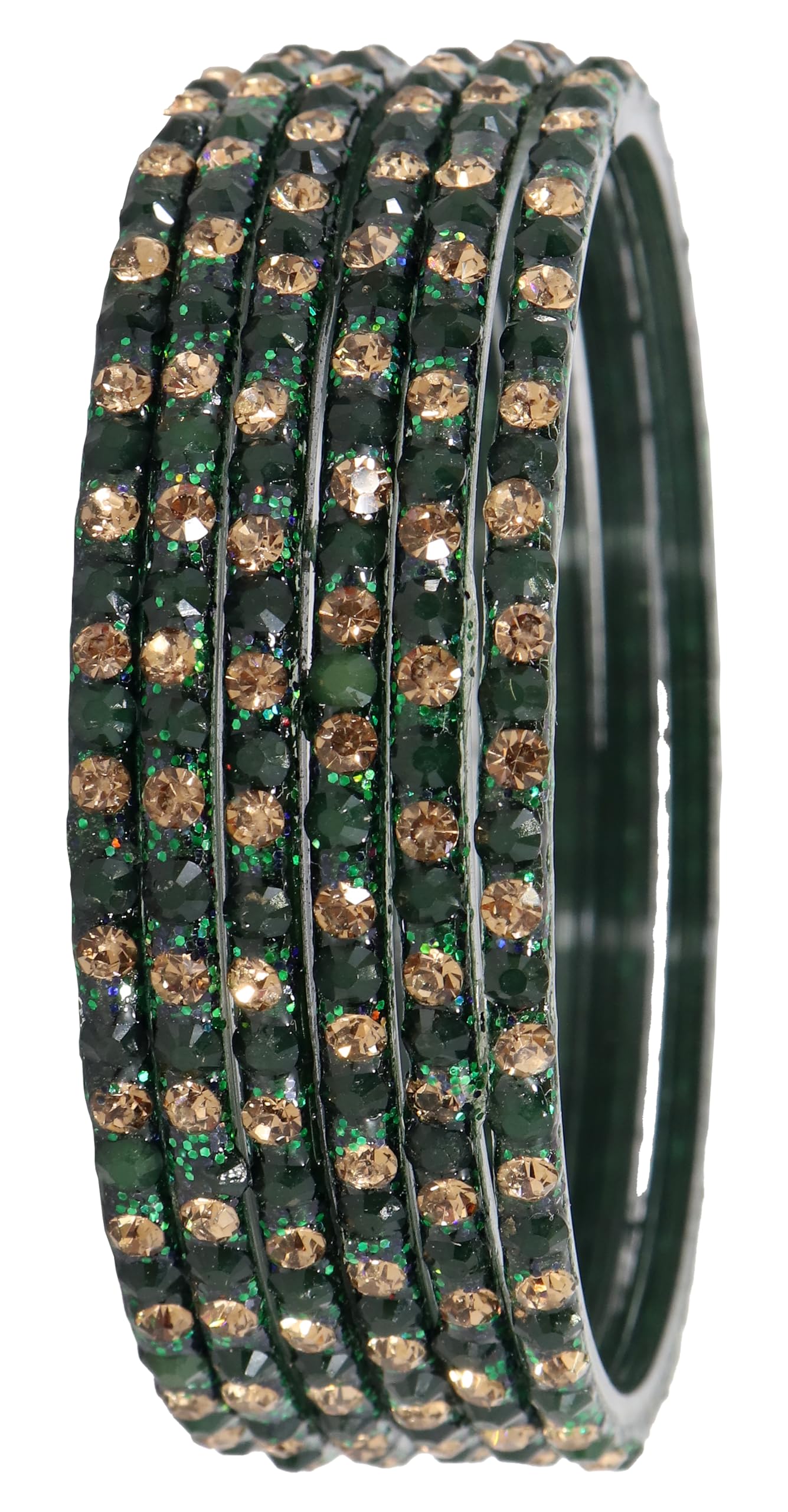 LAVAZZA Stylish Green Glass Bangles Set For Girls with Zircon Stone | Fancy Women's Bangles | Glass Bangles | Beautiful Bangles | Fashion Jewellery | Chudi Set- Pack of 12, (LV_KS1-LalPari-Kai-2.8) 2