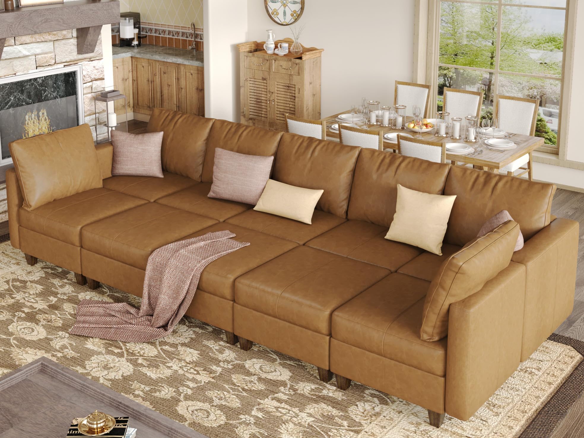EASE MOOSE Faux Leather Sectional Sleeper