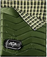 Vista 13 de XL Queen Size 2 Person Double Sleeping Bag for Adults, Lightweight Compact with Flannel Liner & Thermolock Draft Tube, Machine Washable All Season
