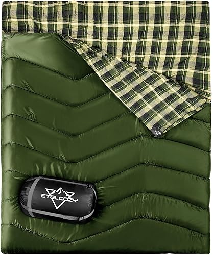 Miniatura 13 de XL Queen Size 2 Person Double Sleeping Bag for Adults, Lightweight Compact with Flannel Liner & Thermolock Draft Tube, Machine Washable All Season
