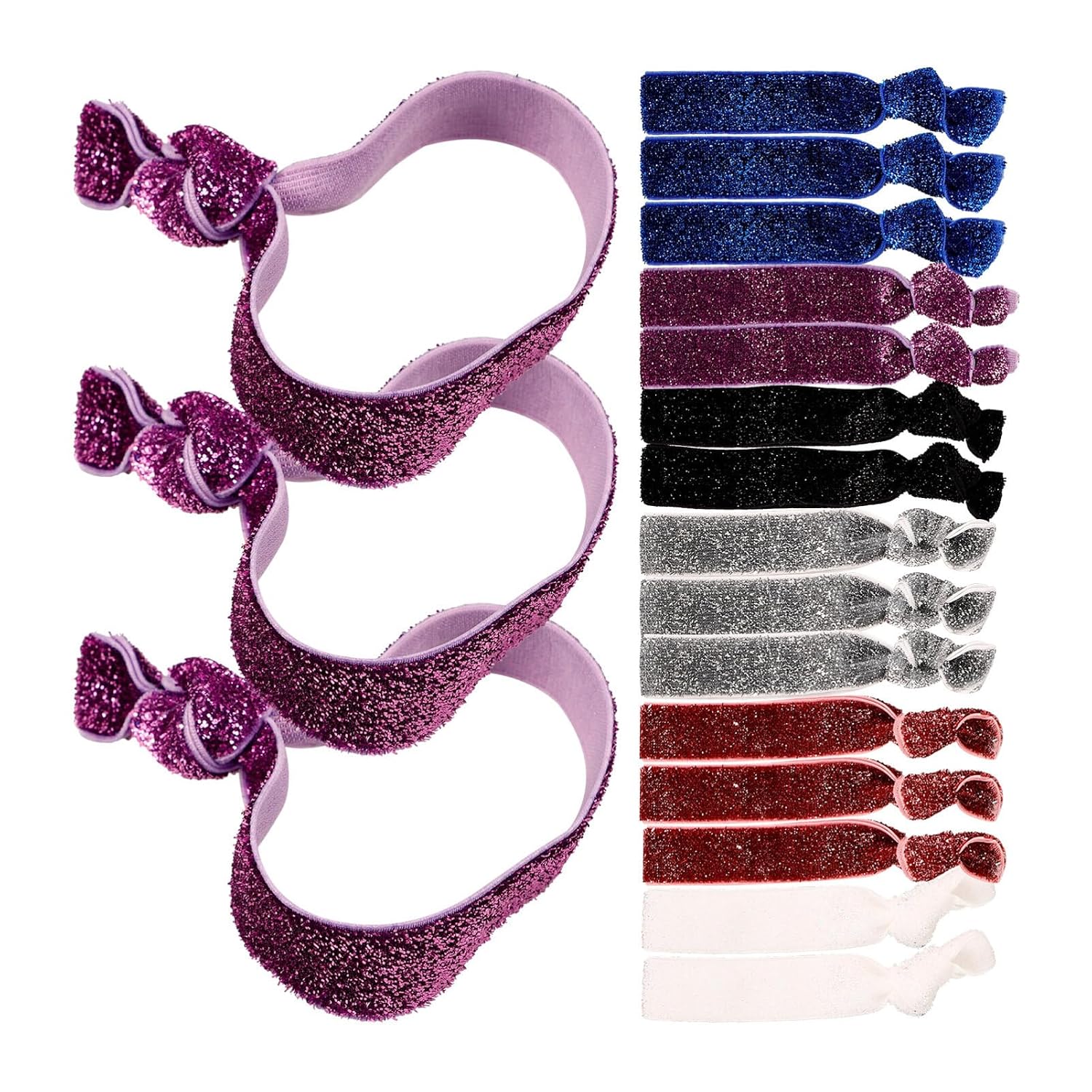 FRCOLOR 18Pcs Glitter Elastic No Crease Hair Ties for Girls Women Kids Sparkly Ponytail Holders Stretchy Hair Bands for Sports Dance Yoga Everyday Use