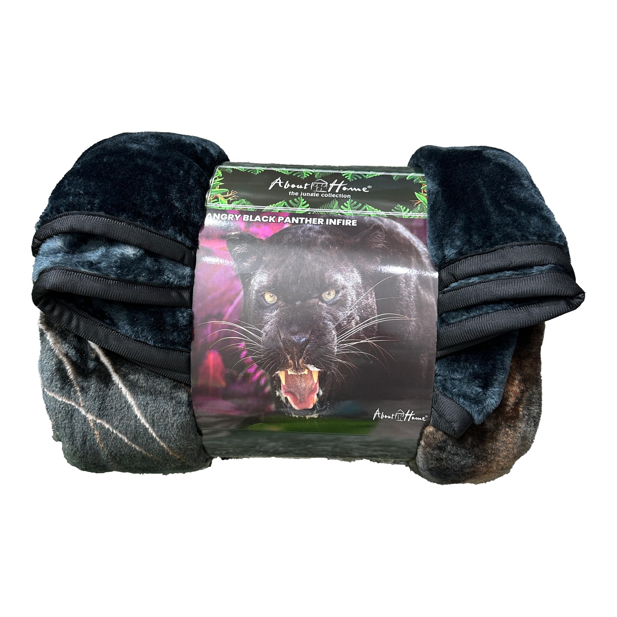 DARWEN STAR- 3D Animal Print Faux Fleece Fur Large Blanket Throw For Sofa, Couch and Bed, Soft & Warm throws | Cozy Plush and Lightweight (150 x 200 cm, Angry Black panther)