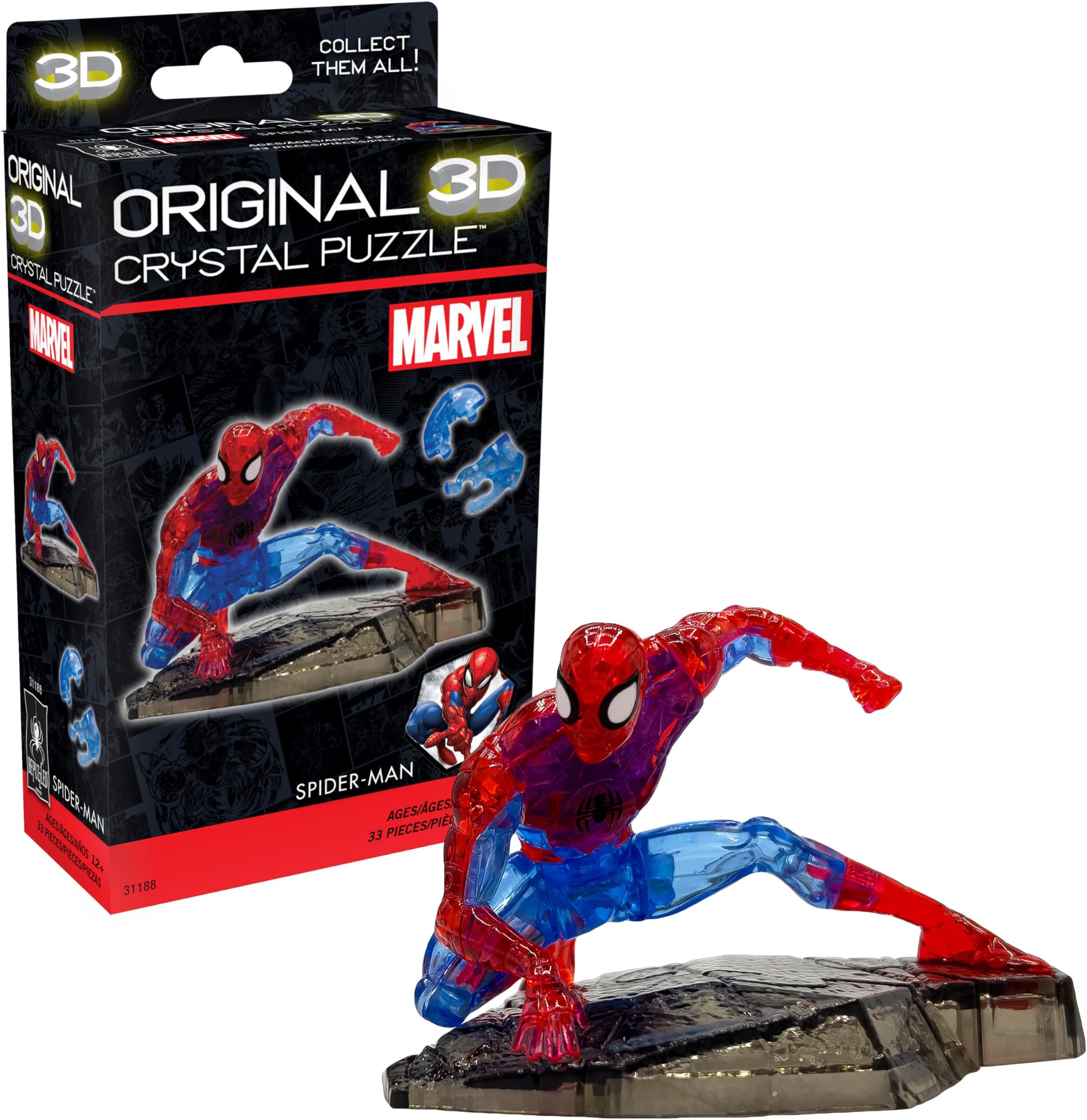 BePuzzled, Marvel Spider-Man Super Hero Original 3D Crystal Puzzle, Perfect for Puzzlers Ages 12 and Up, Challenging to Complete and Beautiful to Display, Collect Them All