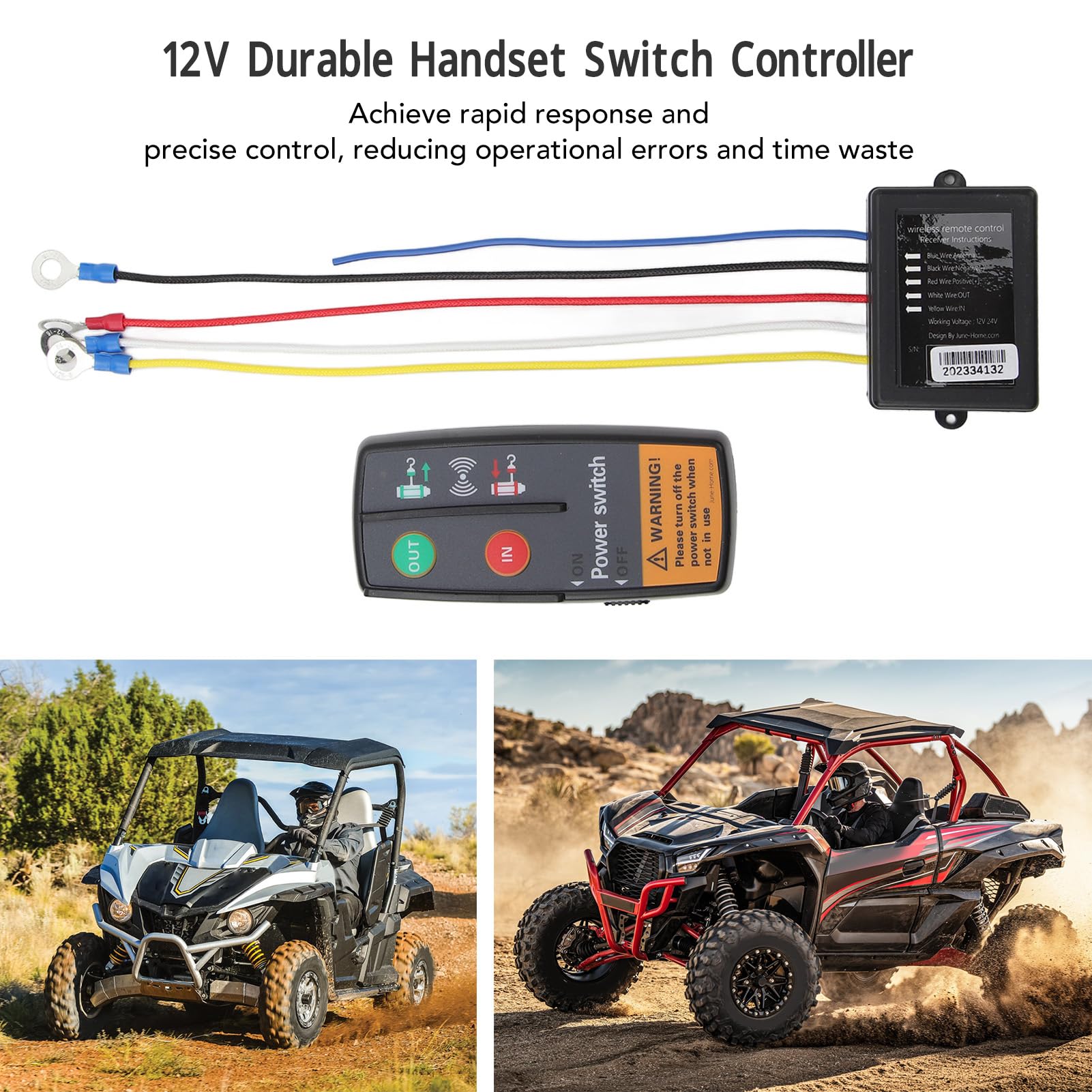 Wireless Winch Remote TKSE Control 12V/24V - 50ft Range, 3-in-1 Kit ...