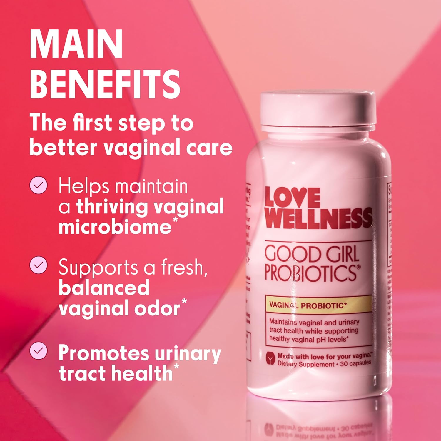 Love Wellness Good Girl Probiotics | Women’s Vaginal Health & pH Balance Supplement | 9-Strain Probiotic for Urinary Tract, Yeast, Odor & Immune Support | Gluten-Free (60-Day Supply) - Image 2