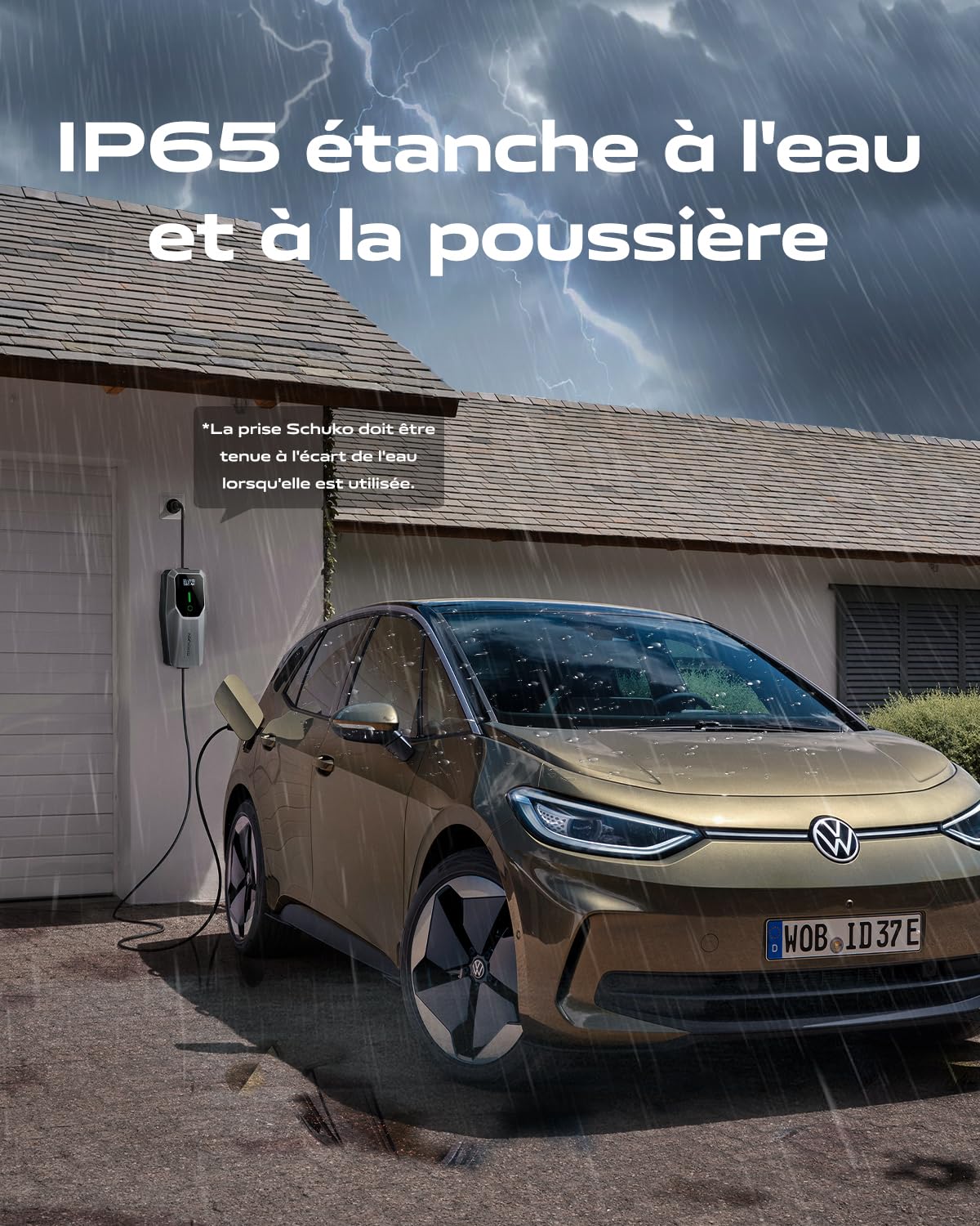 Chargeur EV type 2, 3,6 kW, câble de charge pour voiture, chargeur pour véhicules électriques, 16 A, 5 m, monophasé, EU Schuko, IP65 (IEC 62196-2)