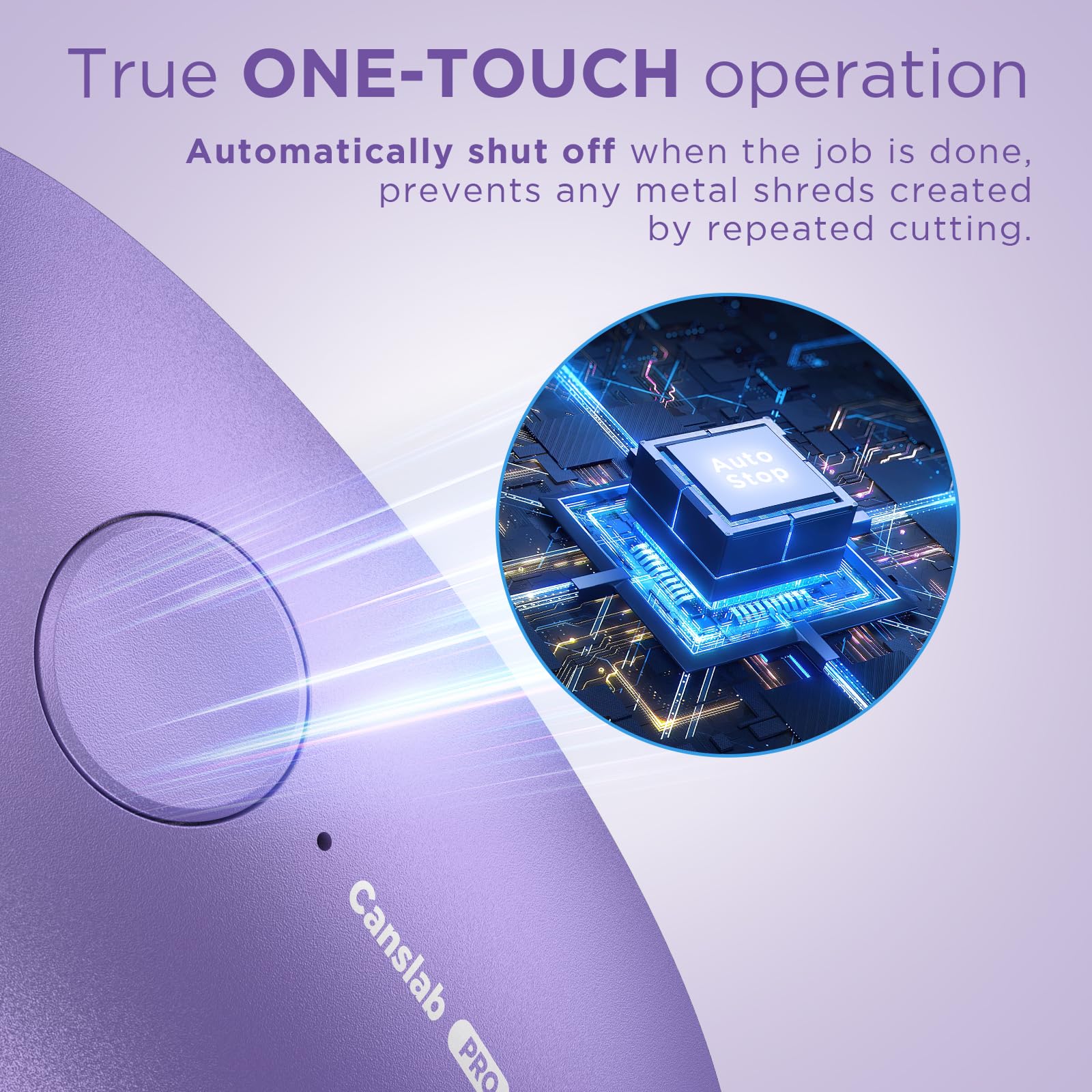 Canslab Ultrablade PRO Auto Stop Can Opener - Rechargeable Electric Can Opener for Kitchen for Seniors with Arthritis - One Touch Side Cut Opener, Smooth Edge, Lilac Product Image 4