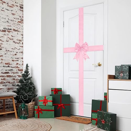 Vista 27 de Spiareal Lazo de cinta para puerta de armario de Navidad con luz LED, cinta grande brillante, arco de corona de Navidad, árbol de Navidad, Plata