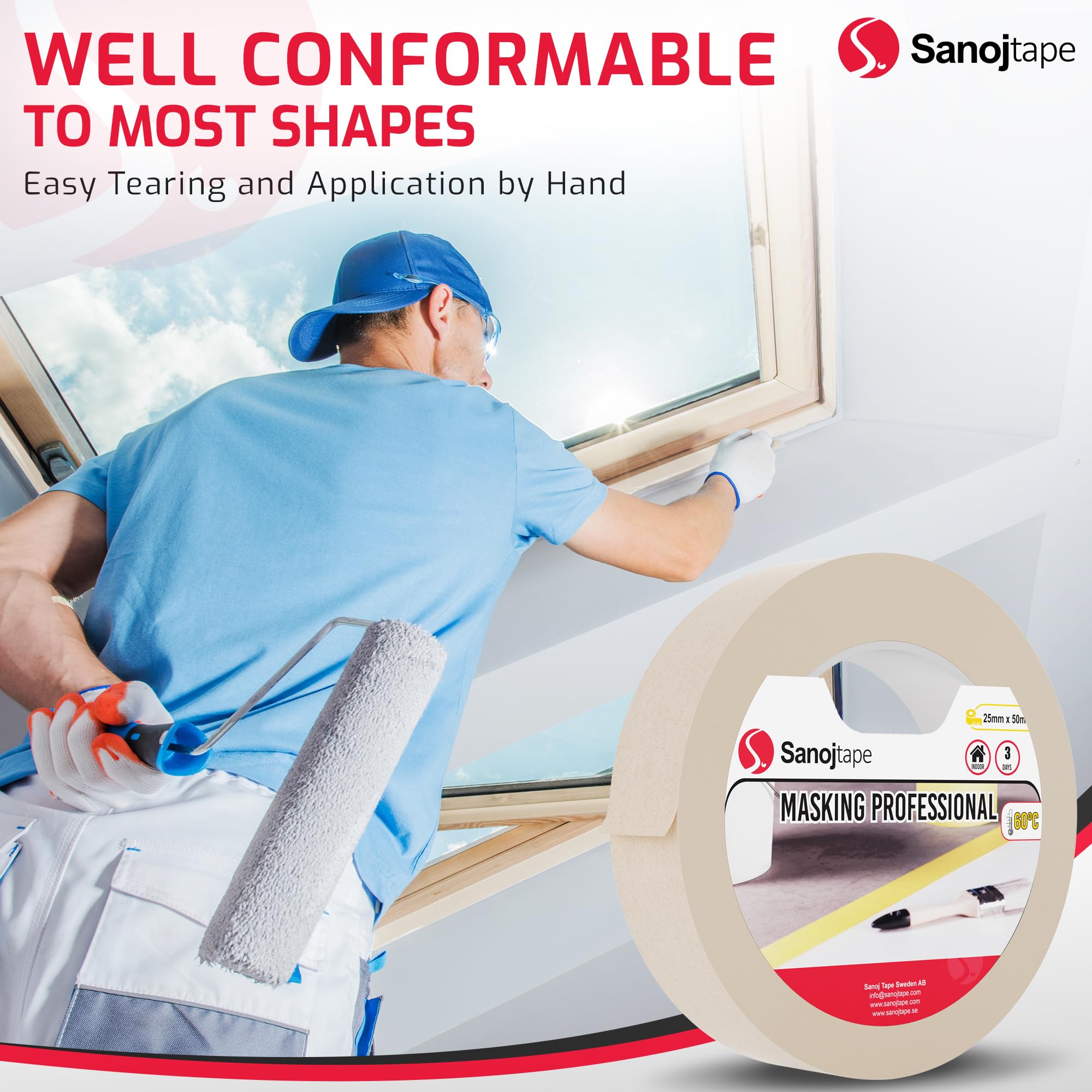 Lot De 2 Rouleaux - Ruban De Masquage - 50 Mm X 50 M - Pour La Protection Des Surfaces Lors De La Decorationpeinture~p136488850