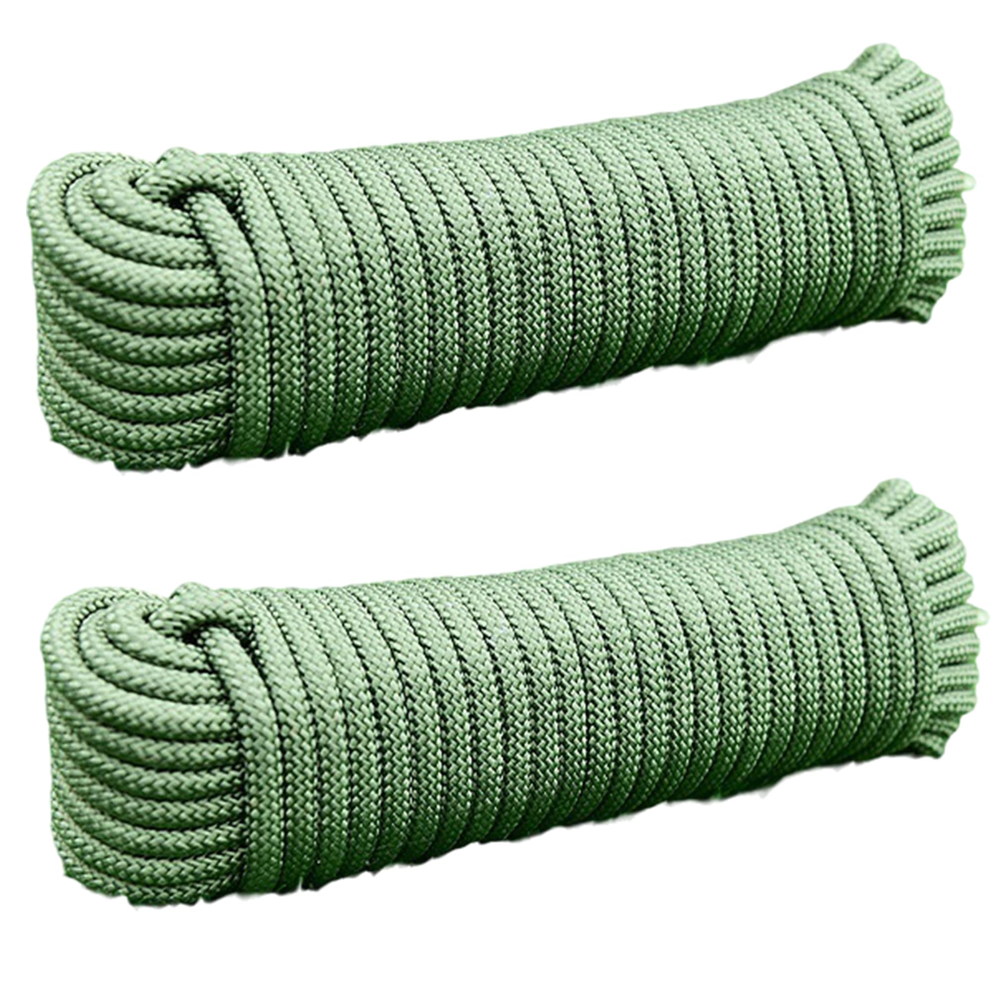 Cuerda de nailon trenzado de 1/4 pulgadas: cuerda de nailon trenzado de 100 pies, cuerdas de polietileno de 6 mm trenzadas para atar multiusos, tendedero, jardinería, proyectos de manualidades (verde
