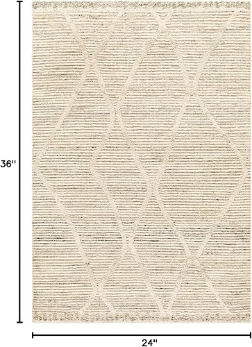 Miniatura 2 de SURYA Manisa MNS-2307 Alfombra texturizada tejida a mano, 2 x 3 pies, cremanegro