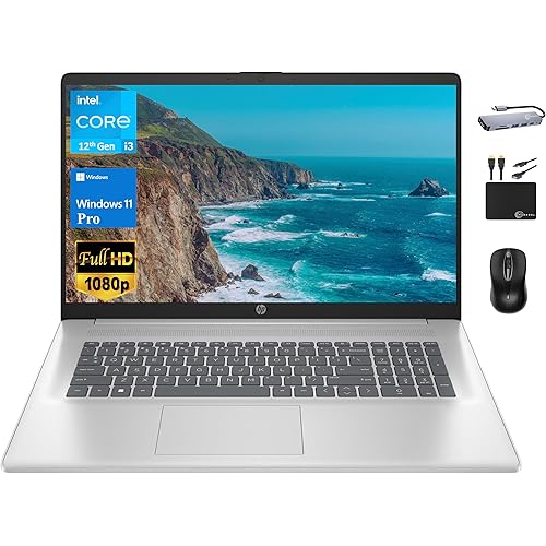 HP 17 Business Laptop 2024 Flagship, 17.3" FHD IPS Display, 6-Core Intel i3-1215U (Upto 4.4 GHz), 16GB RAM, 1TB SSD, UHD Graphics, Wi-Fi, Privacy Camera, Long Battery, Windows 11 Pro +MarxsolAccessory