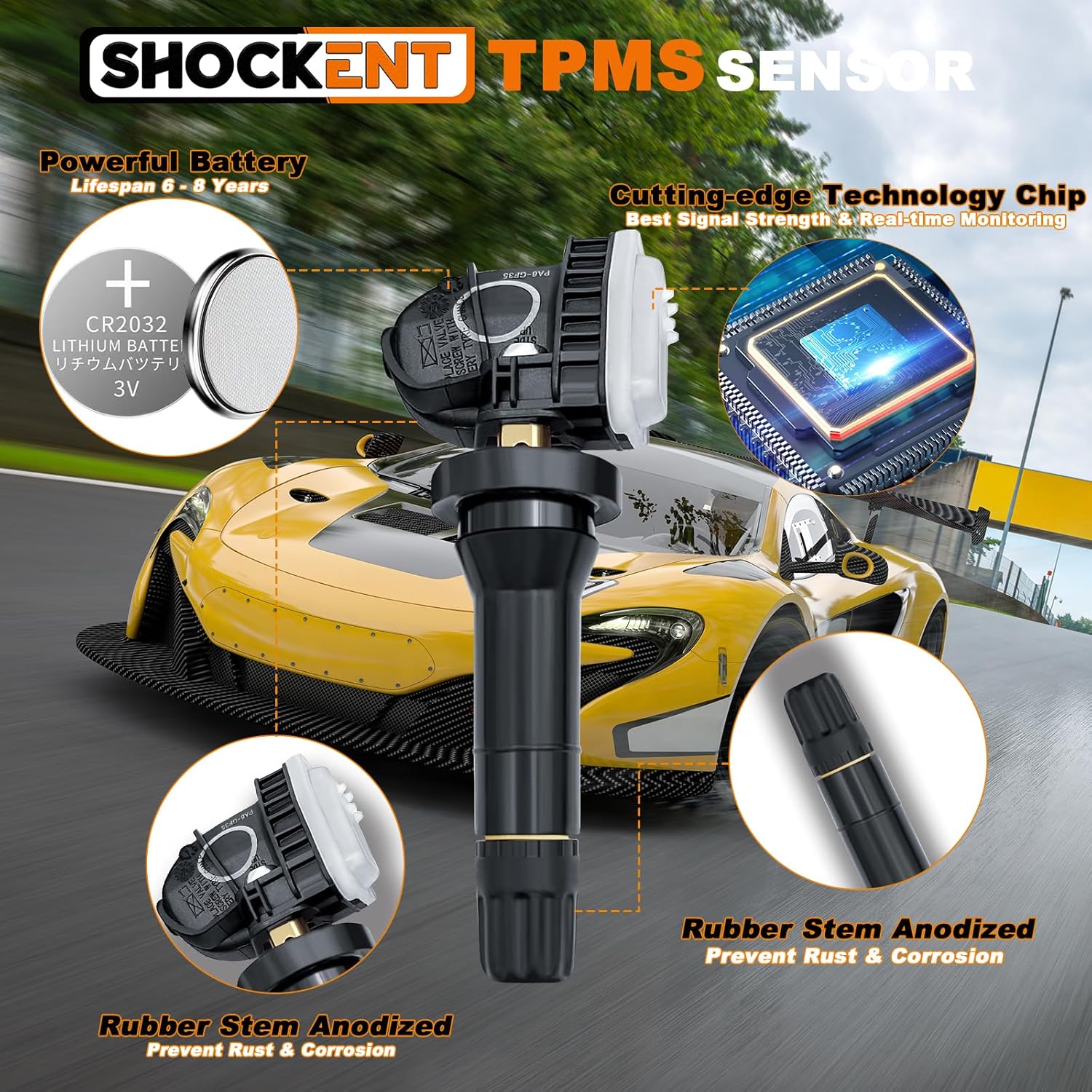 F2GZ1A189A Upgraded 315MHZ TPMS Sensor Fits for:-Ford F150 2016-2017, Edge 2016-2021, Explorer 2015-2017, Mustang 2015-2017, Ranger 2019-2021#Replace: F2GZ-1A189-A -4PCS