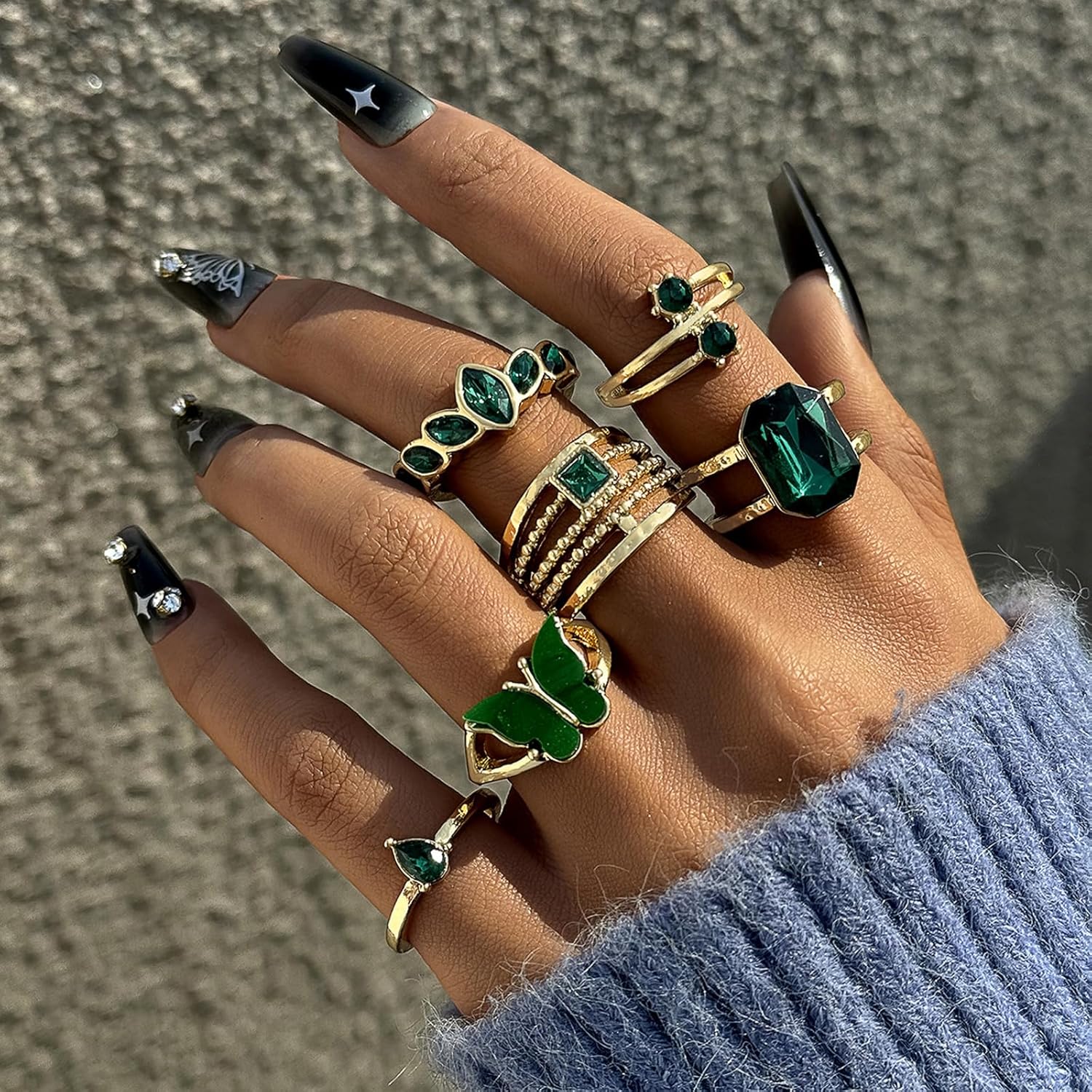 HUASAI Rhinestone Rings for Women Gold Stackable Rings Statement Ring for Women Trendy Jewelry Gifts 2025 - Image 3