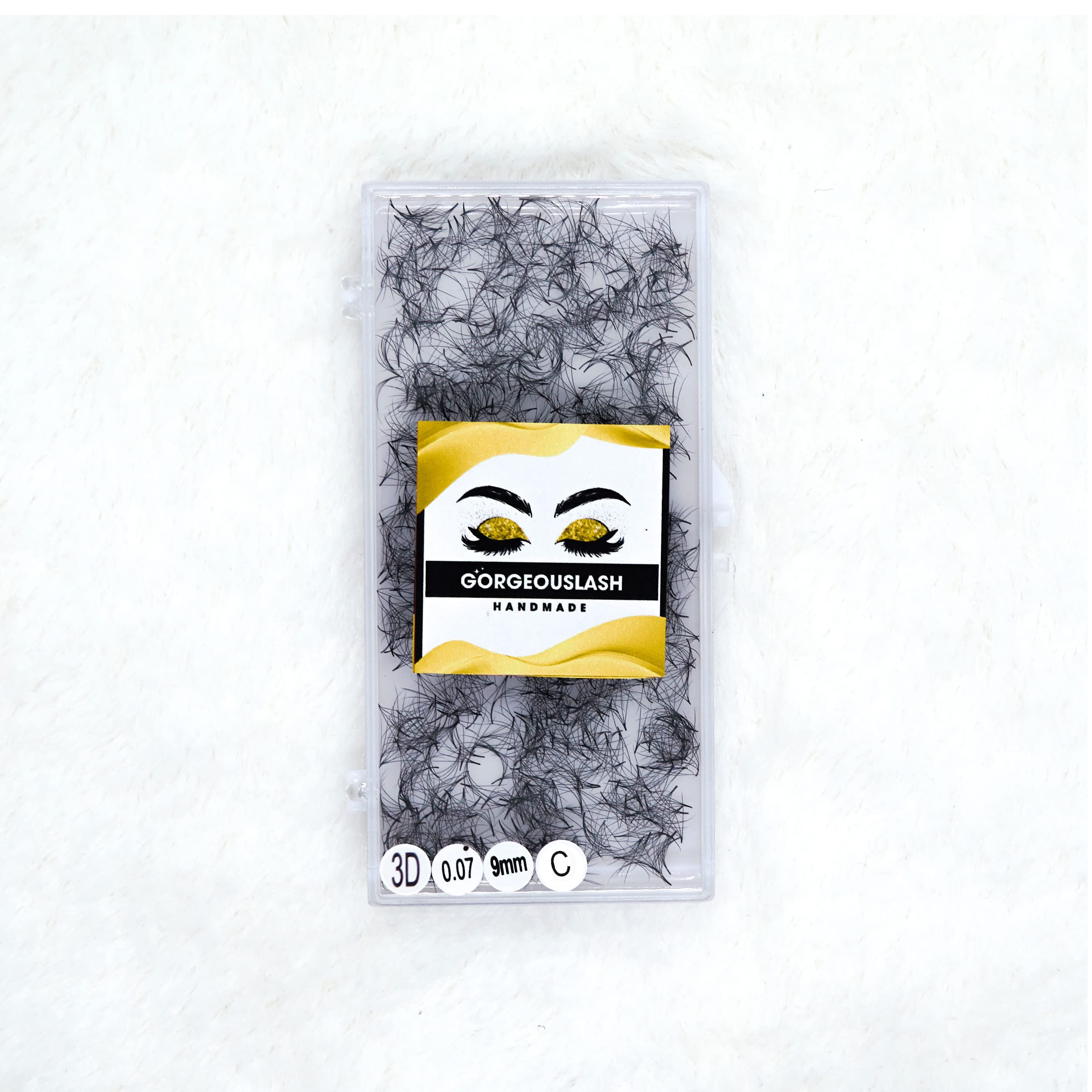 1000 Premade Lash Fans. 10D, 8D, 7D, 6D, 5D, 4D, 3D. Eyelash extensions, Handmade! (3D Curl C - 1000 Fans, 09mm)