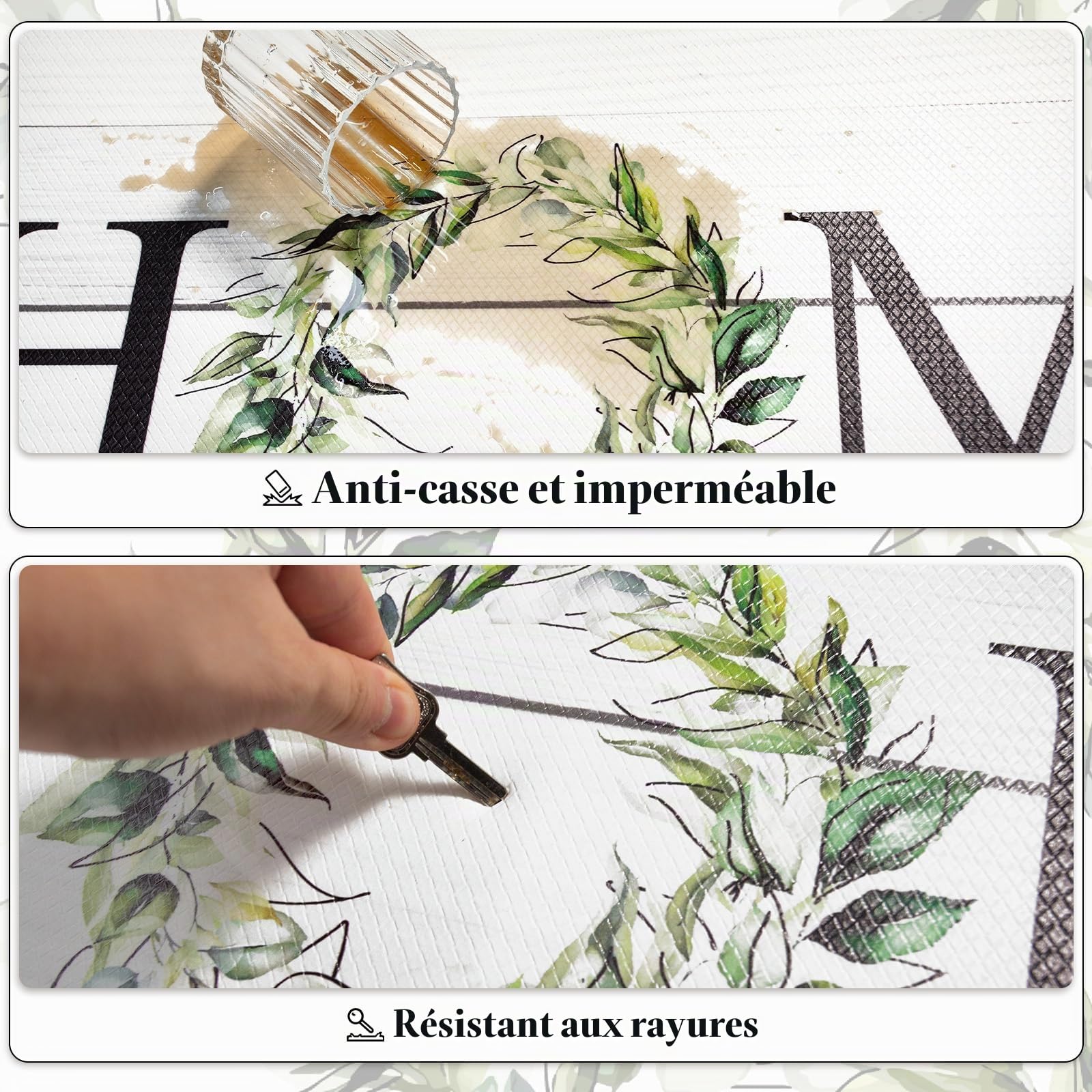 KIMDOE Lot de 2 Tapis de Cuisine Anti-Fatigue antidérapants et imperméables pour Cuisine, sols intérieurs, Bureau, buanderie, évier, Maison