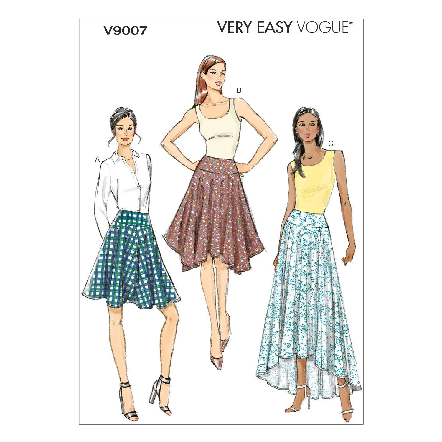 Patrons de jupe Vogue Patterns V9007 pour créer vos tenues multicolores d'été