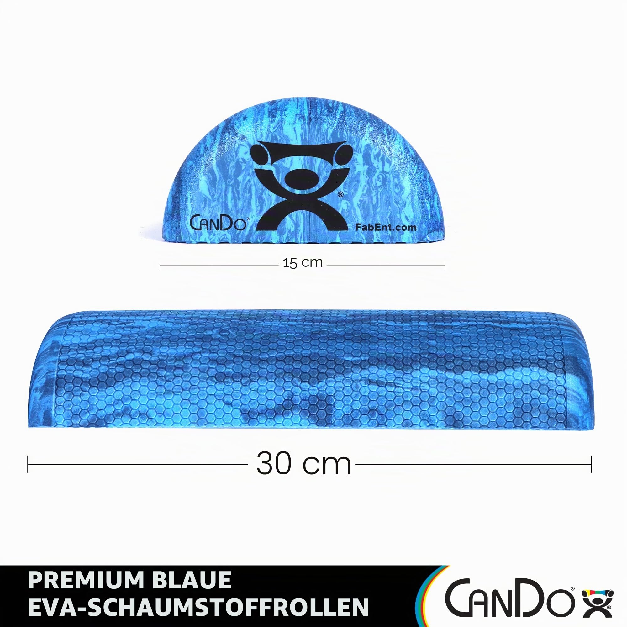 CanDo EVA Schaumstoffrolle halbrund (feuchtigkeits- und bakterienabweisend), Trainingsrolle - Pilates, Physio, Yoga, Fitness, 31 x 15 x 10 cm
