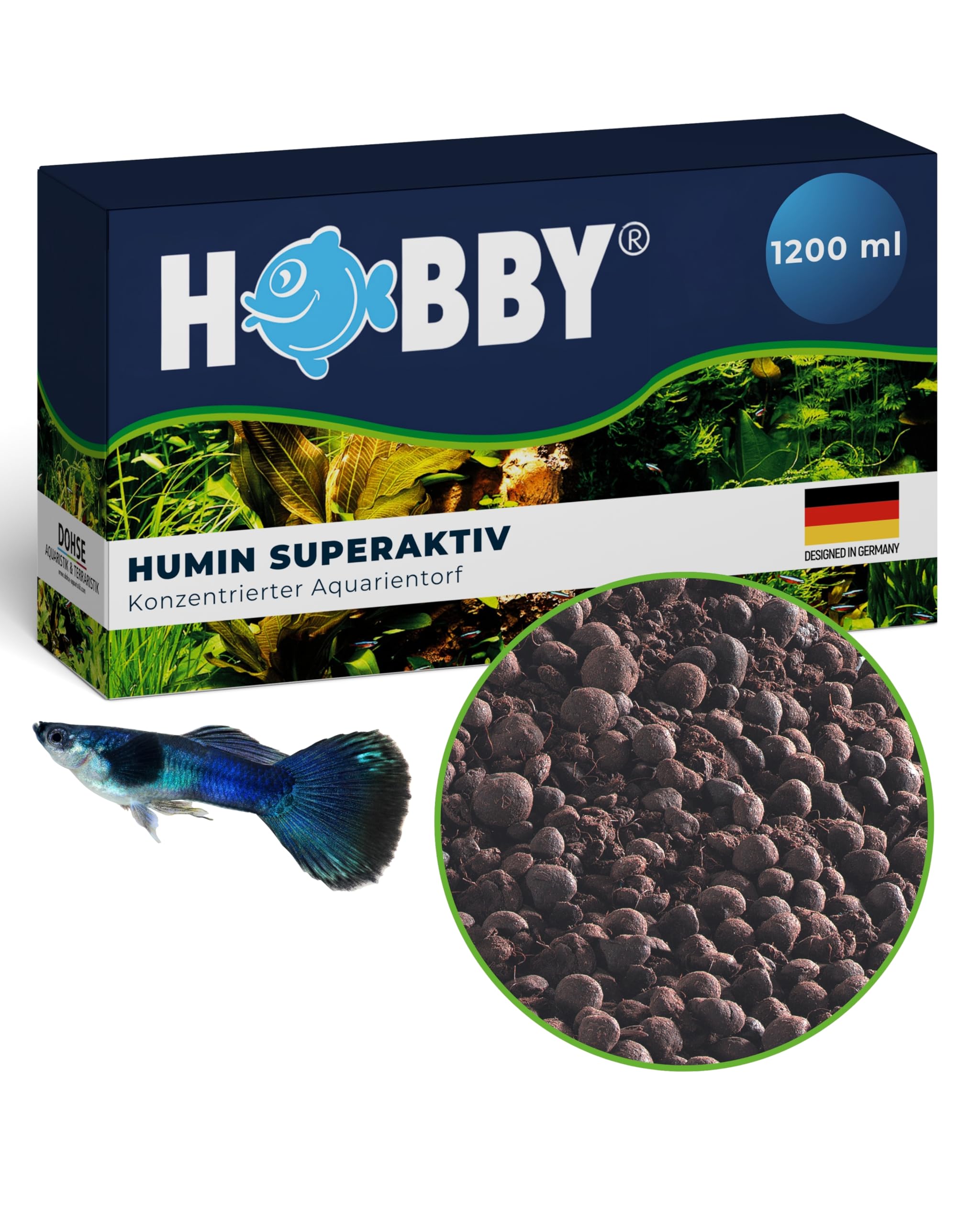 HOBBY Aquaristik Humin superaktiv I 1200 ml I konzentrierter Aquarientorf I Wasseraufbereiter für Aquarien I Filtermaterial für gesunde Fische und Pflanzen I ideal für Süß- und Meerwasseraquarien