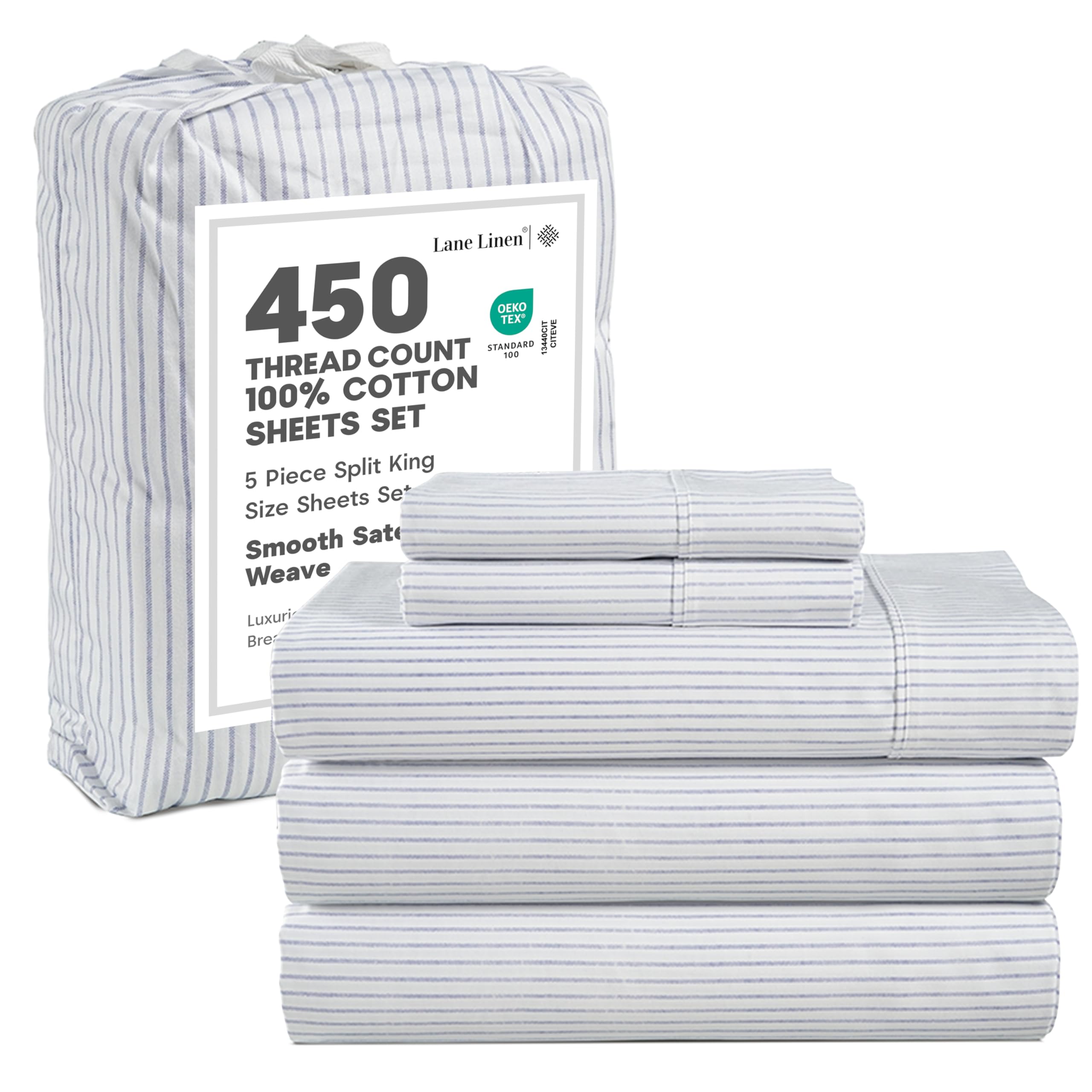 Lane Linen 100% Cotton Bed Sheets – 450 Thread Count Cooling Sheets Queen, Durable Daily Use Bedding, Value Comfort for Nightly Rest, Hotel Sateen Finish, Snug Fit 15" Deep Pocket Fitted Sheet – Taupe — view 24