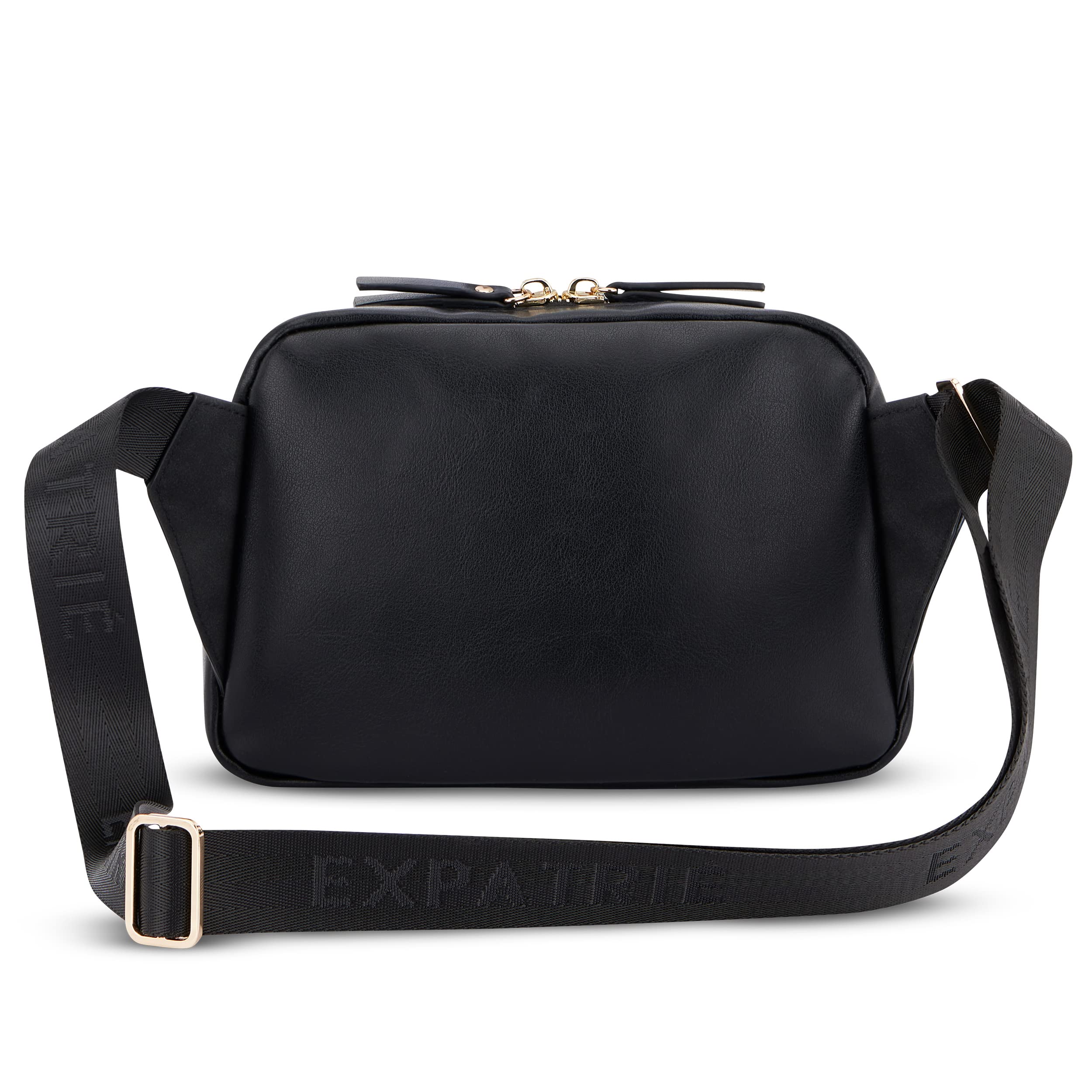 Expatrié Umhängetasche Damen Schwarz - Fleur - Elegante Crossbody Bag aus PU Leder - Kleine Handtasche zum Ausgehen Feiern Freizeit - One Size