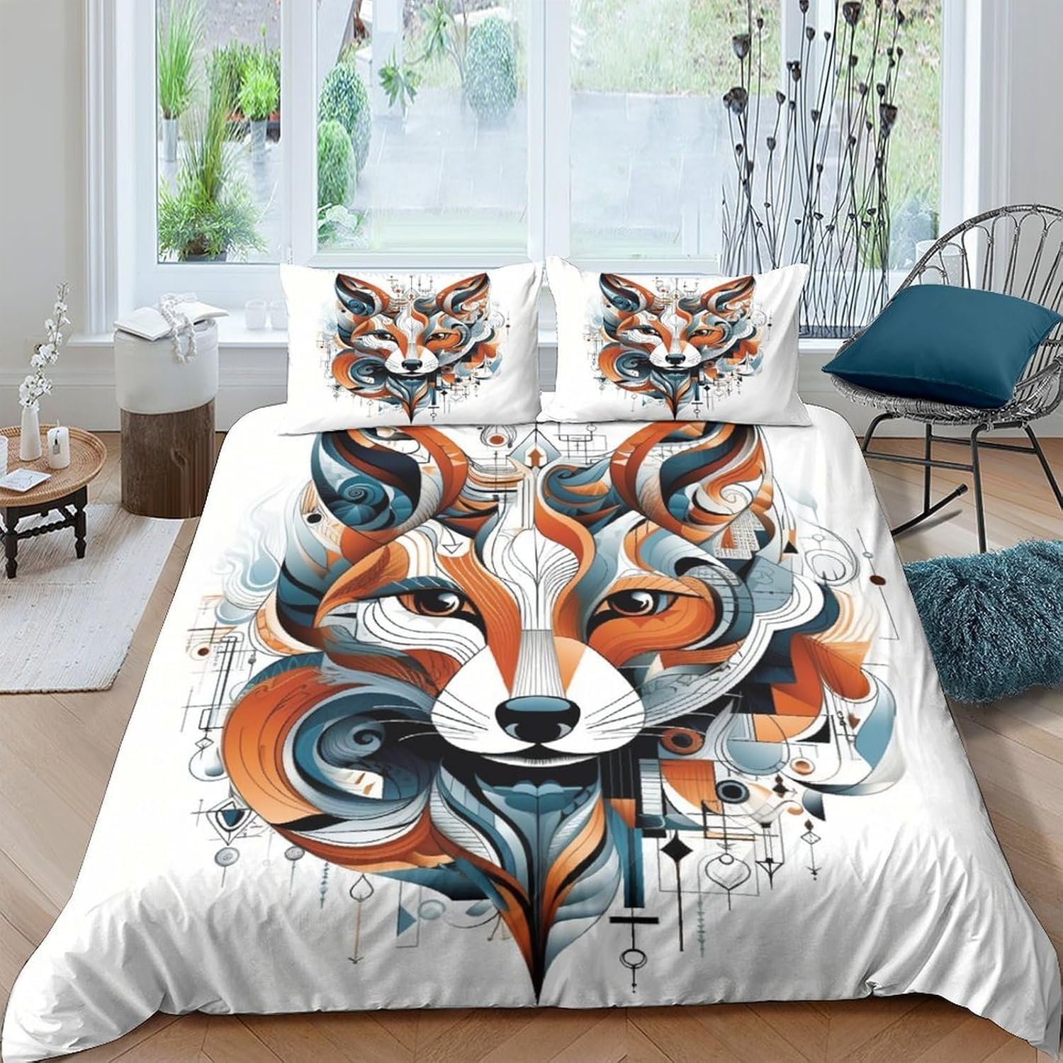 Housse de couette 200x200 renard avec fermeture éclair pour changer vos draps sans effort