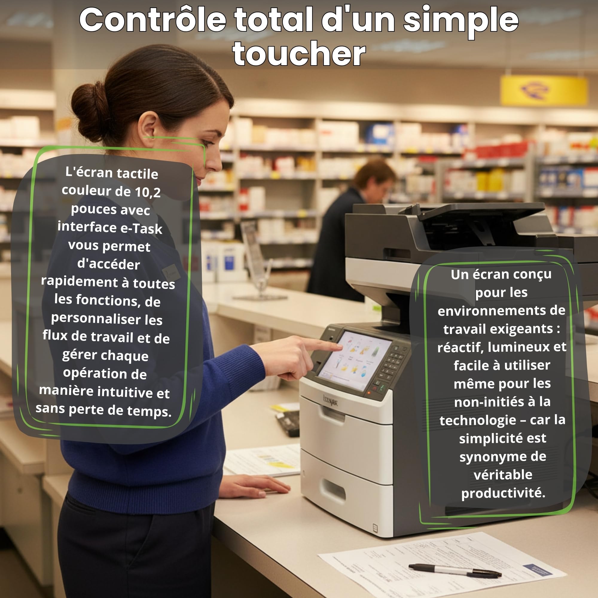 Lexmark MX711de Imprimante Multifonction Laser Monochrome A4 Noir et Blanc 70 ppm Recto Verso Fax Ethernet