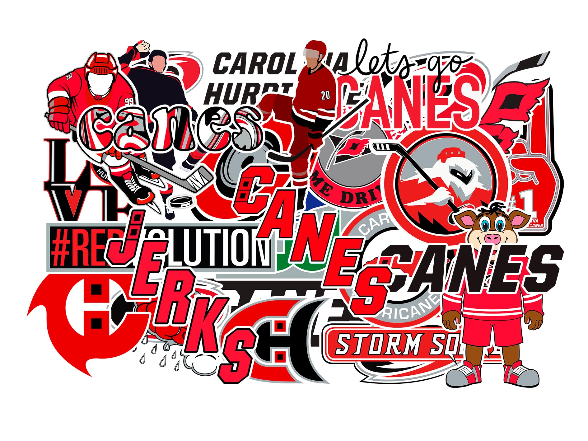 25 PCS Carolina American Hurricanes Hockey Stickers for Water Bottle, Laptop, Bicycle, Computer, Motorcycle, Travel Case, Car Decal Decoration