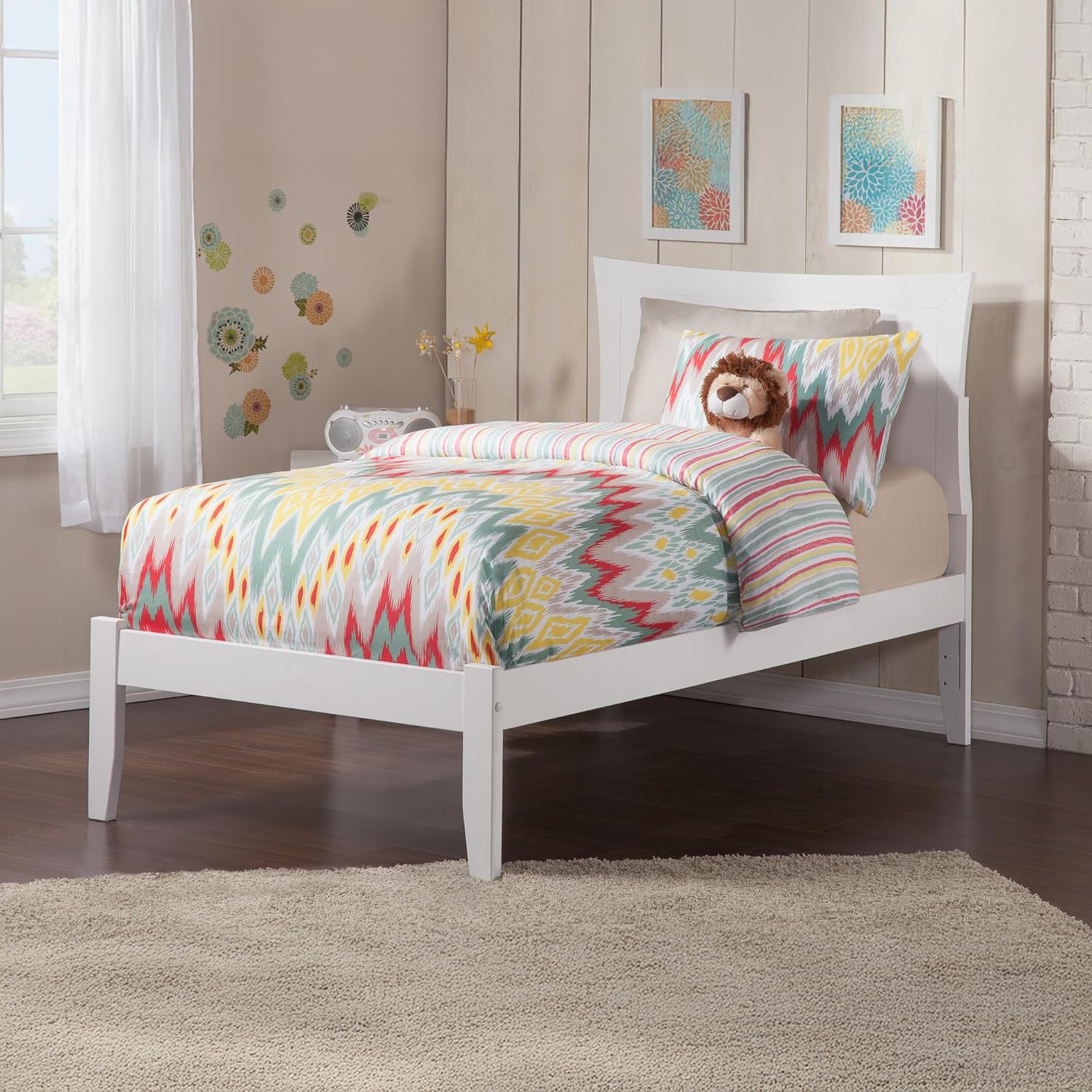 AFI Metro Queen Size Platform Bed with Charging Station in Walnut