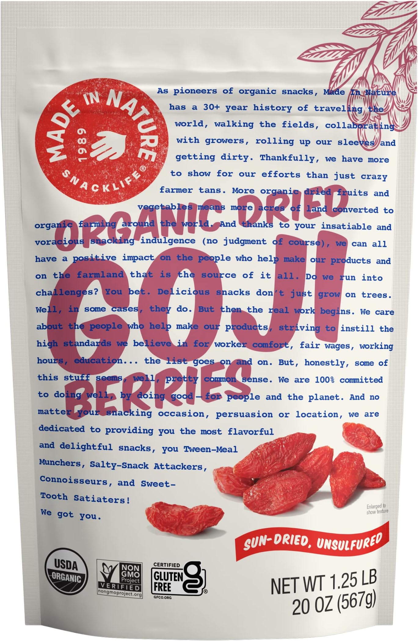 Made In Nature Organic Goji Berries, 20-Ounce (Pack of 1)