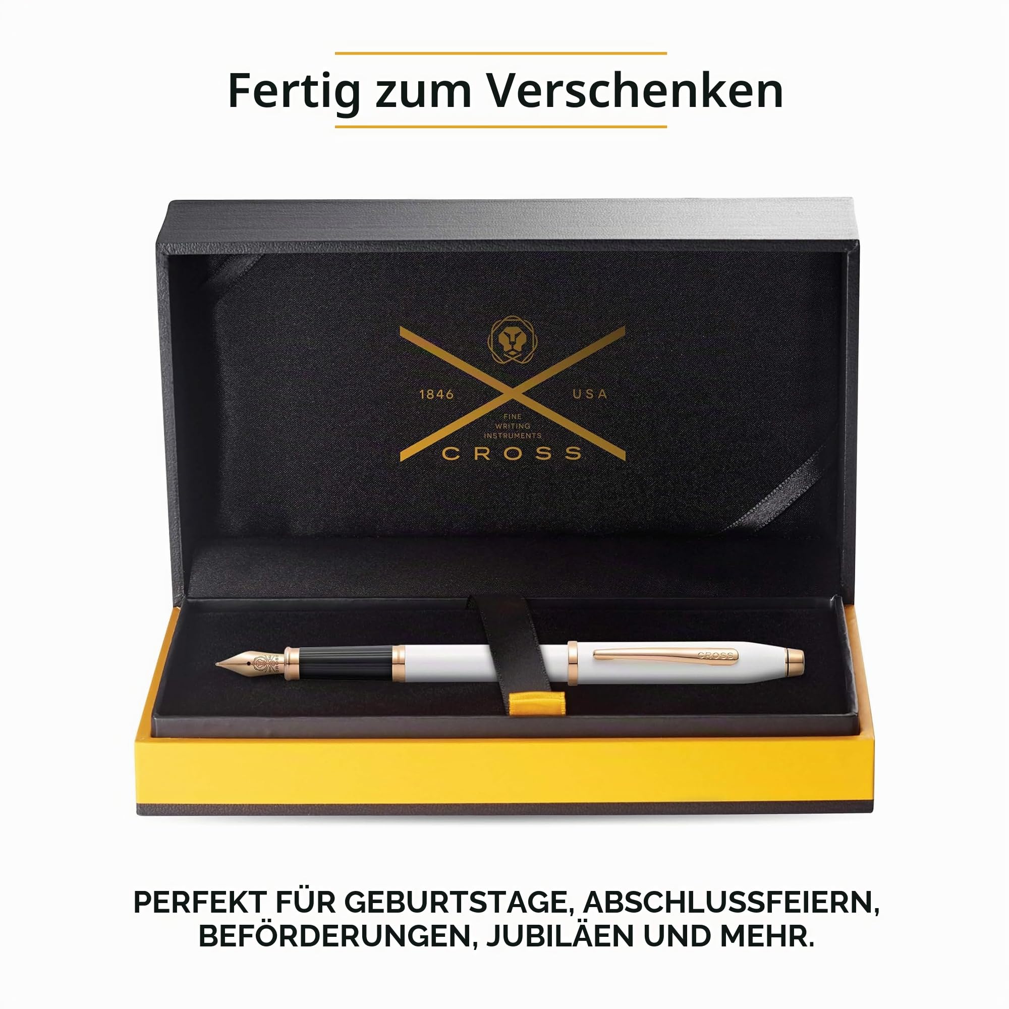 Cross Century II Füllfederhalter (M-Feder, Schreibfarbe schwarz, inkl. Premium Geschenkverpackung) Perlweißer Lack