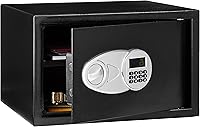 Amazon Basics 1.2 Cu Ft Steel Security Safe with Electronic Keypad - Pry-Resistant Lockbox for Cash, Jewelry, Documents, Black 16.9x14.6x10.6"