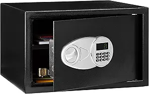 Amazon Basics Steel Security Safe with Programmable Electronic Keypad - Secure Cash, Jewelry, ID Documents, 1.2 Cubic Feet, Black, 16.93" W x 14.57" D x 10.63" H