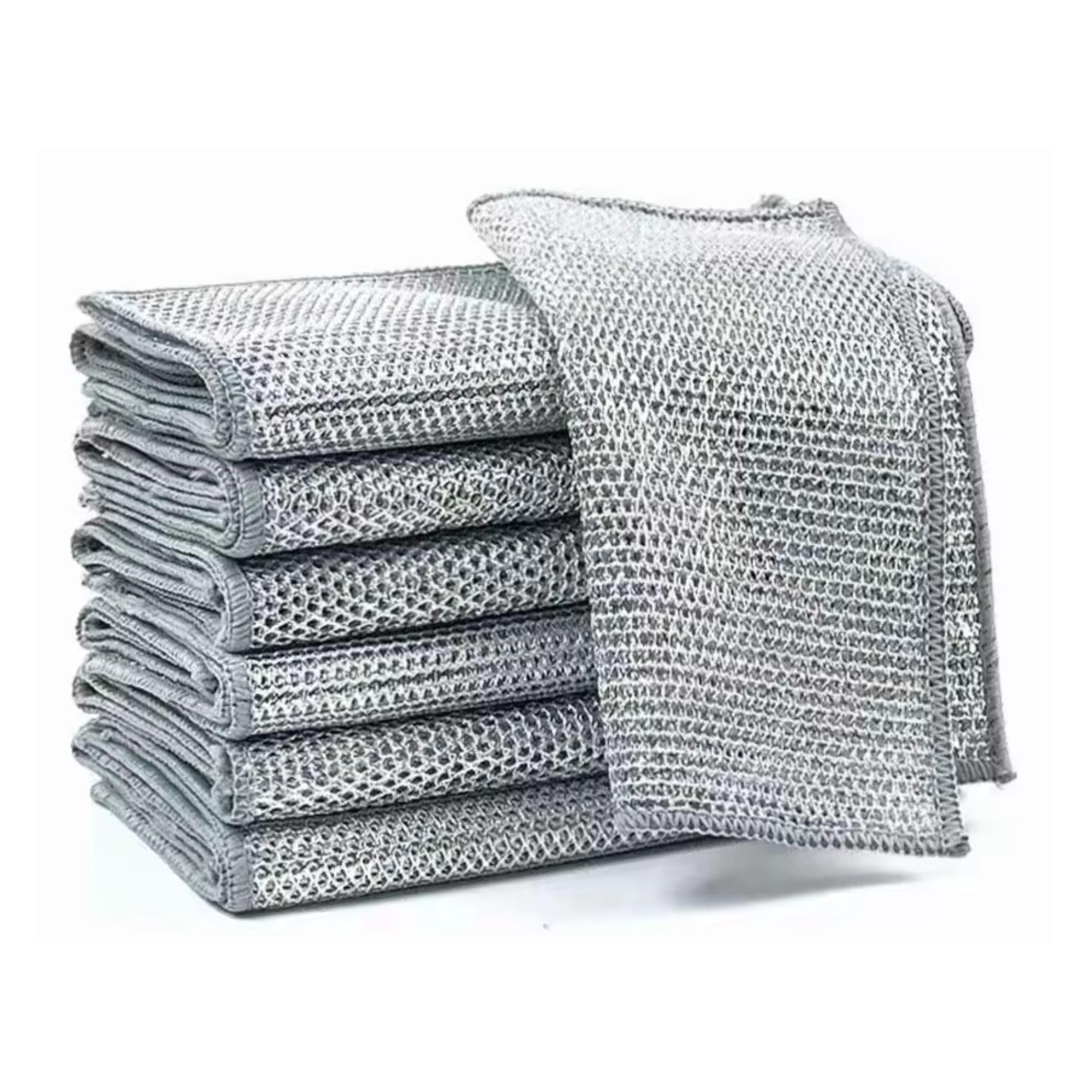 Hian Reusable Non-Scratch Wire Dishcloths, Multipurpose Kitchen Scrubbers for Effective Cleaning of Dishes, Sinks, Counters, and Stovetops, Easy Rinsing, Quick-Drying, and Durable (Pack of 6)