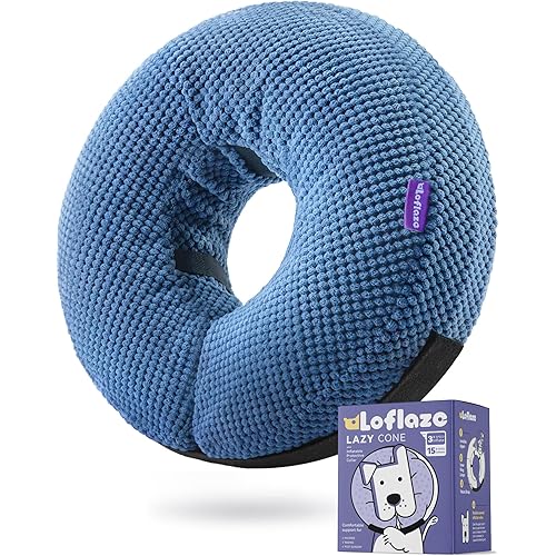 Inflatable Dog Cone Collar - Dog Neck Donut Cone Collar Alternative After Surgery - Soft Cone for Large Medium Small Dogs Cats - Alternative Recovery E Collar (Blue, L)