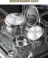 Vista 8 de Cooks Standard - Cacerola de acero inoxidable con tapa, olla de salsa recubierta de múltiples capas de 1.5 cuartos de galón, plateada