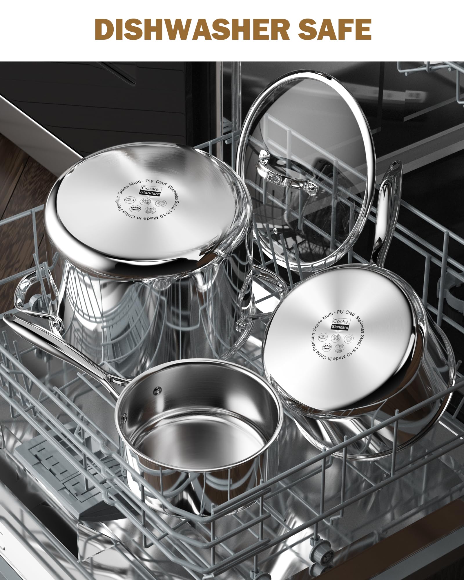 Cooks Standard Stainless Steel Saucepan Set -8 Cooks Standard Stainless Steel Saucepan Set -8