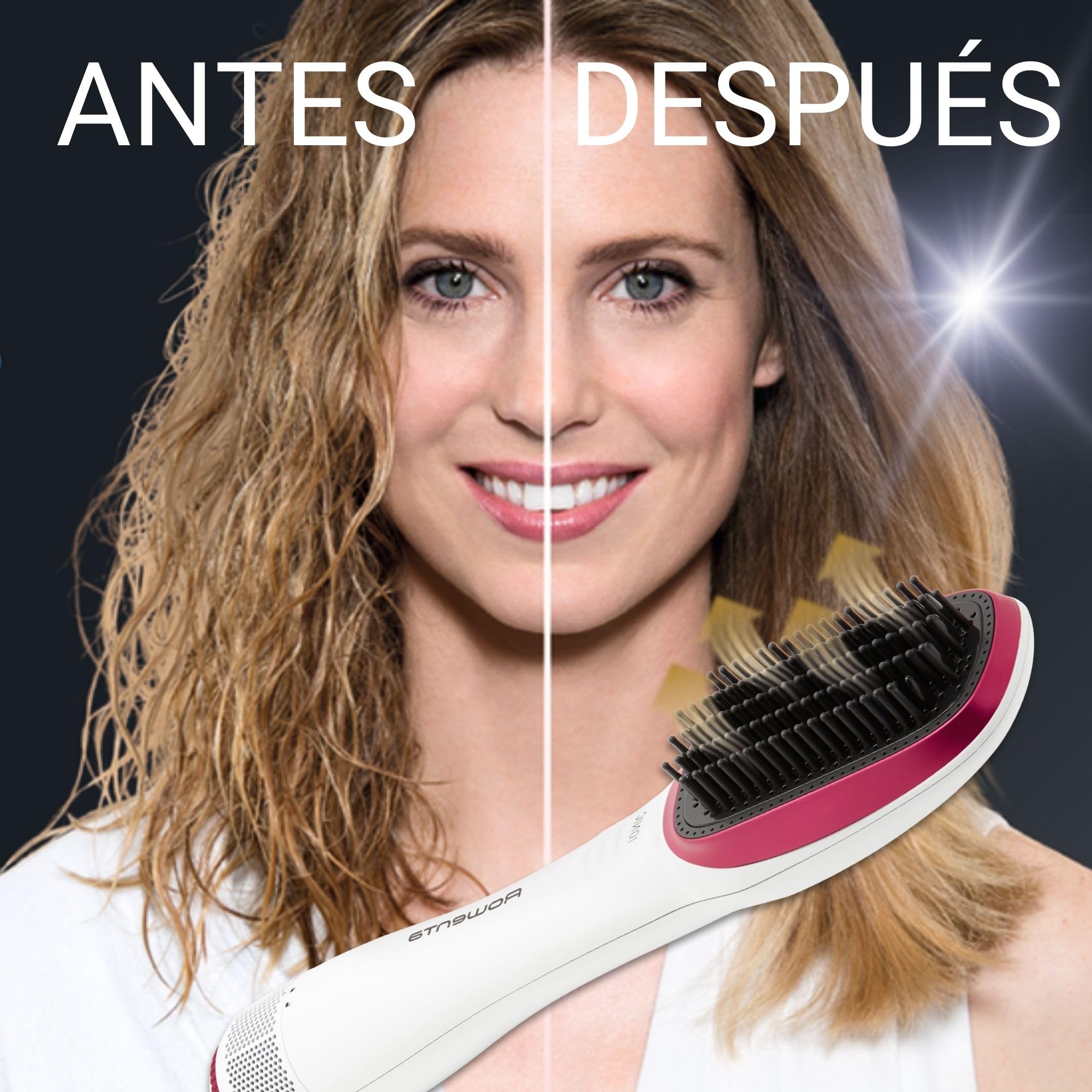 Rowenta Cepillo alisador Express – Cepillo alisador pelo, Función 2 en 1 que seca, alisa y moldea, reduce la electricidad estática y el encrespamiento, cerdas especiales desenredantes, CF6220 | Antiencrespamiento, Uso sencillo en el día a día, Formato prá