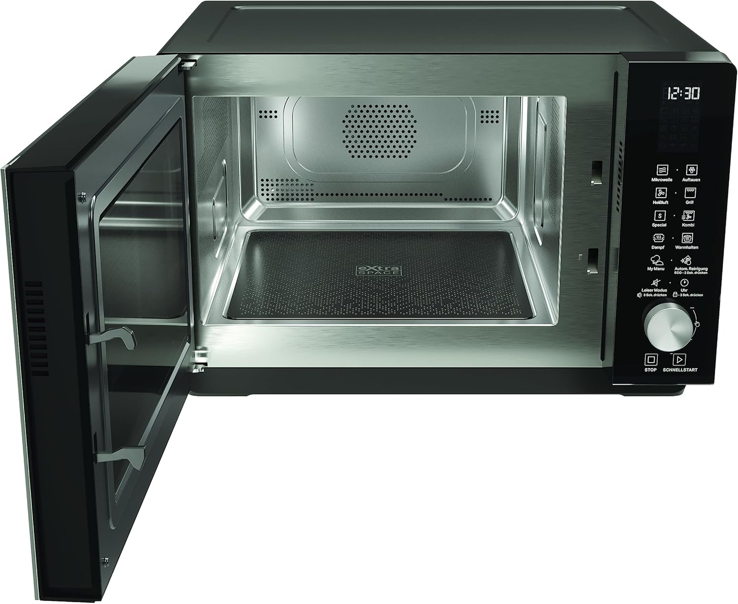 Bauknecht MF 255 B Microwave Oven with door open, showing the spacious interior without a turntable.