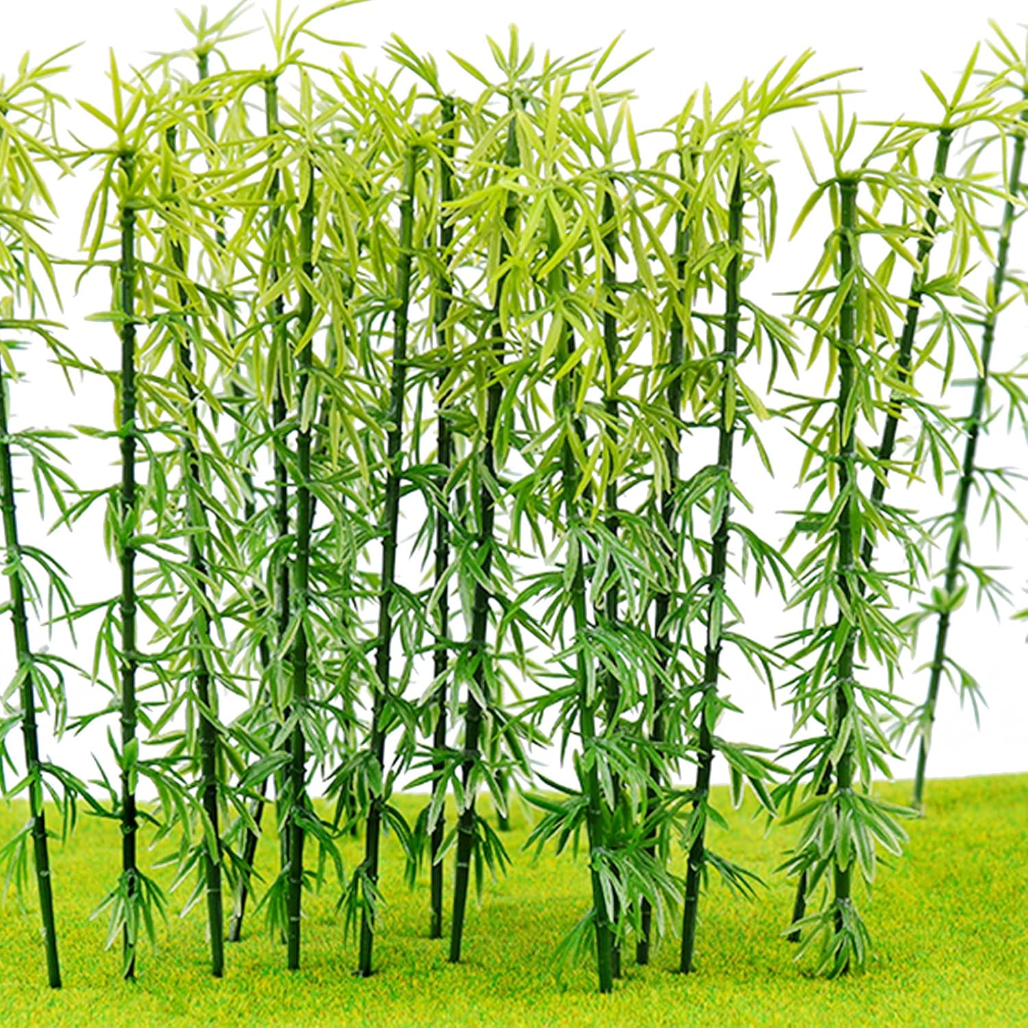 RONYOUNG 100PCS Model Miniature Bamboo Trees Landscape Green Plastic Bamboo Trees 2.3-5.9 inch 4Size Scale 1:75 Scenery Landscape Bamboo Tree Model Artificial Plants