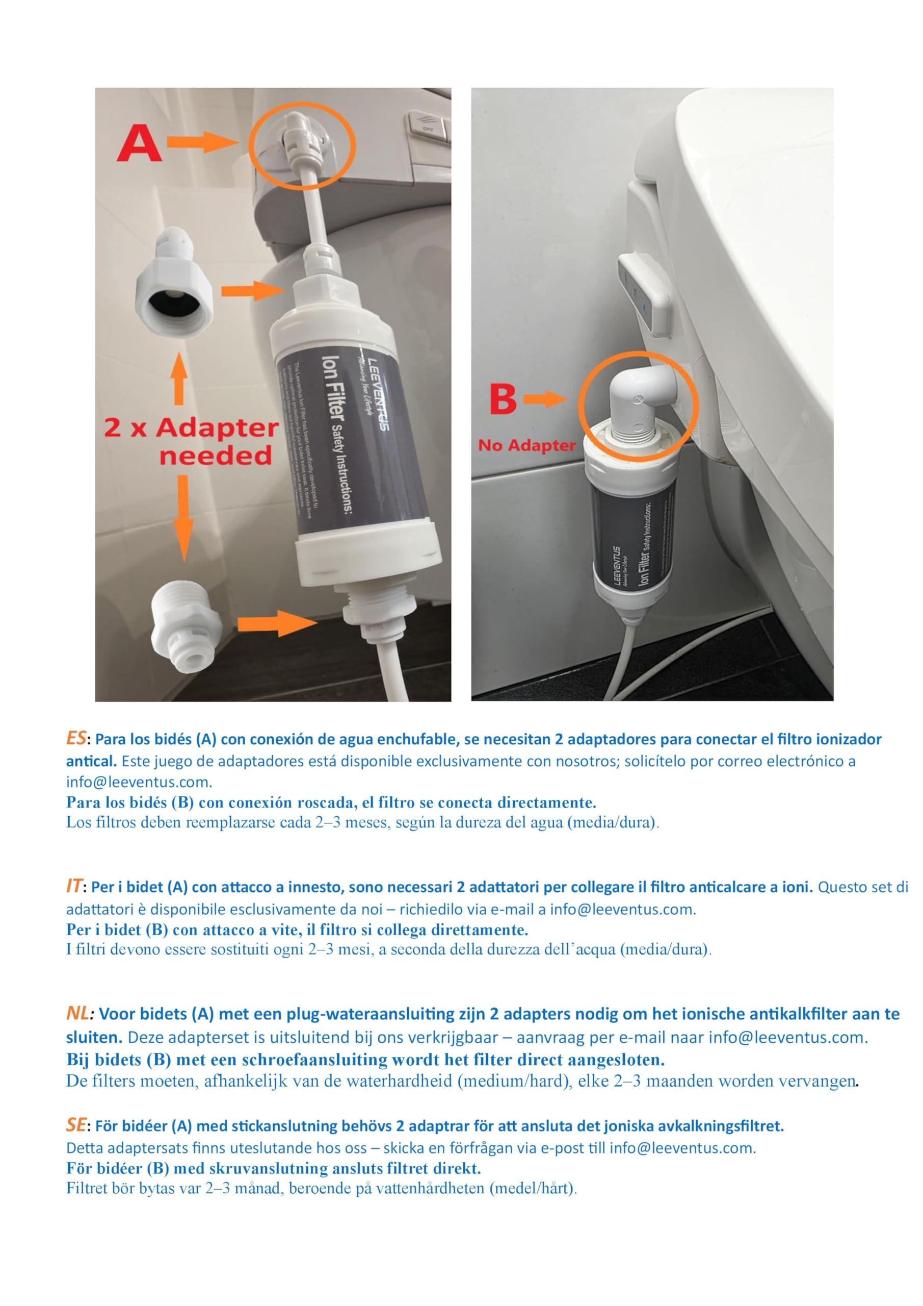 LEEVENTUS - Lot de 5 filtres ioniques de qualité supérieure pour WC de douche - Fabriqué en Corée