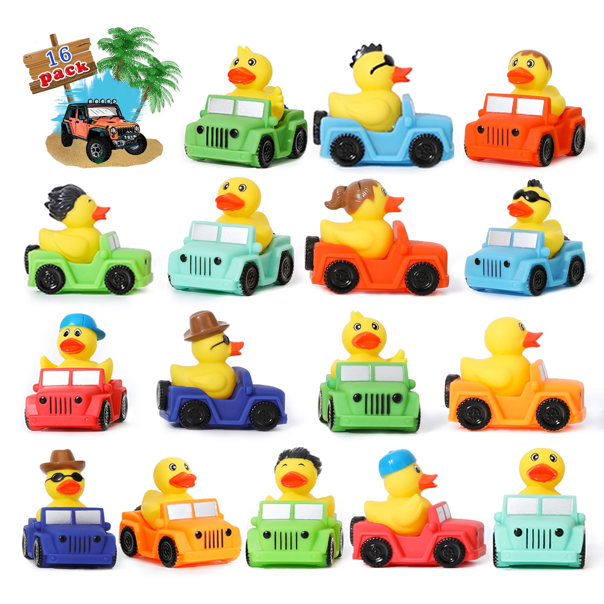 XY-WQ 16 Pack Rubber Duck for Jeeps Ducking - 3