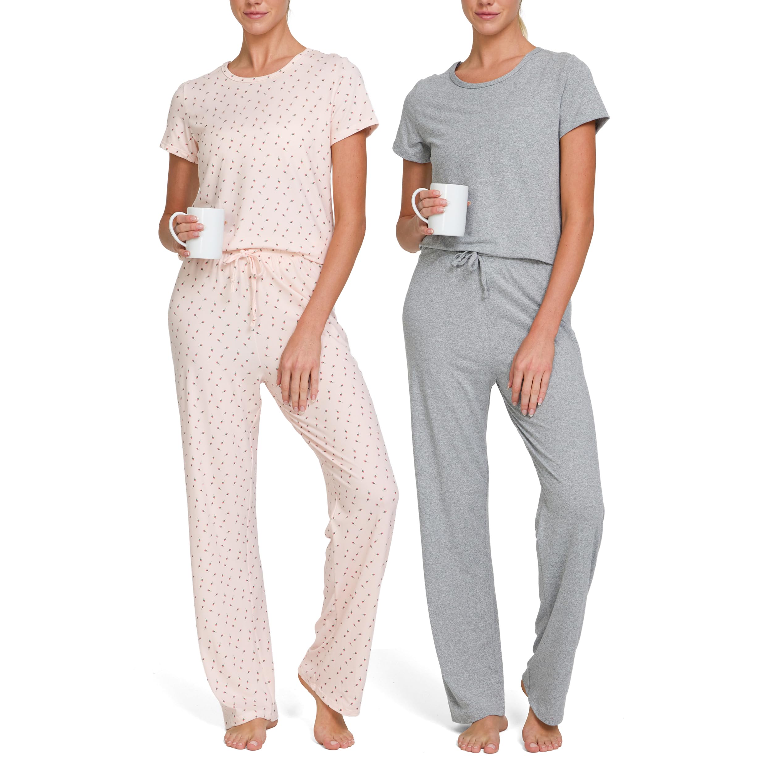 Ultra Performance 2 Pack Womens PJ Pajama Sets PJs Pajamas Pants Sets Ladies Soft Lounge Pjs Pajamas For