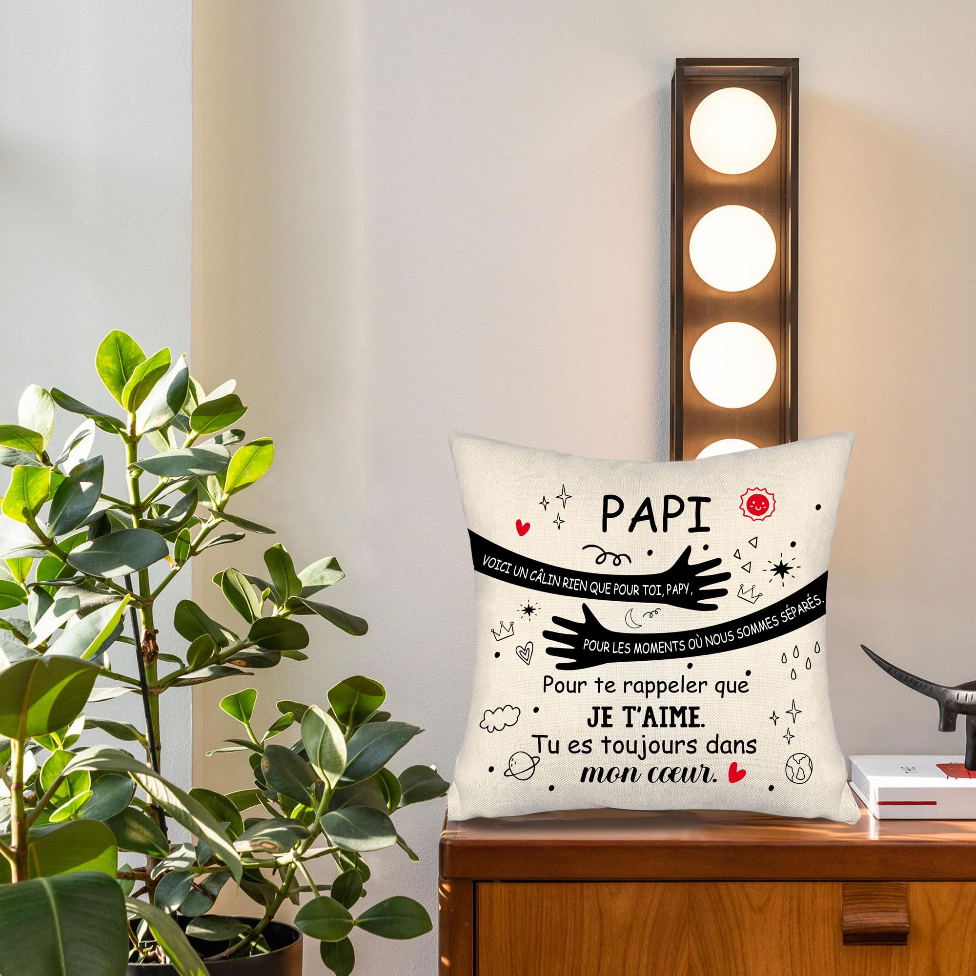 Aosumin Voici Un câlin Rien Que pour toi Mon Petit-Fils pour Les Moments où Nous Sommes séparés pour Te rappeler Que Je t'Aime Housse de Coussin pour Petit-Fils Cadeau d'anniversaire Cadeau de