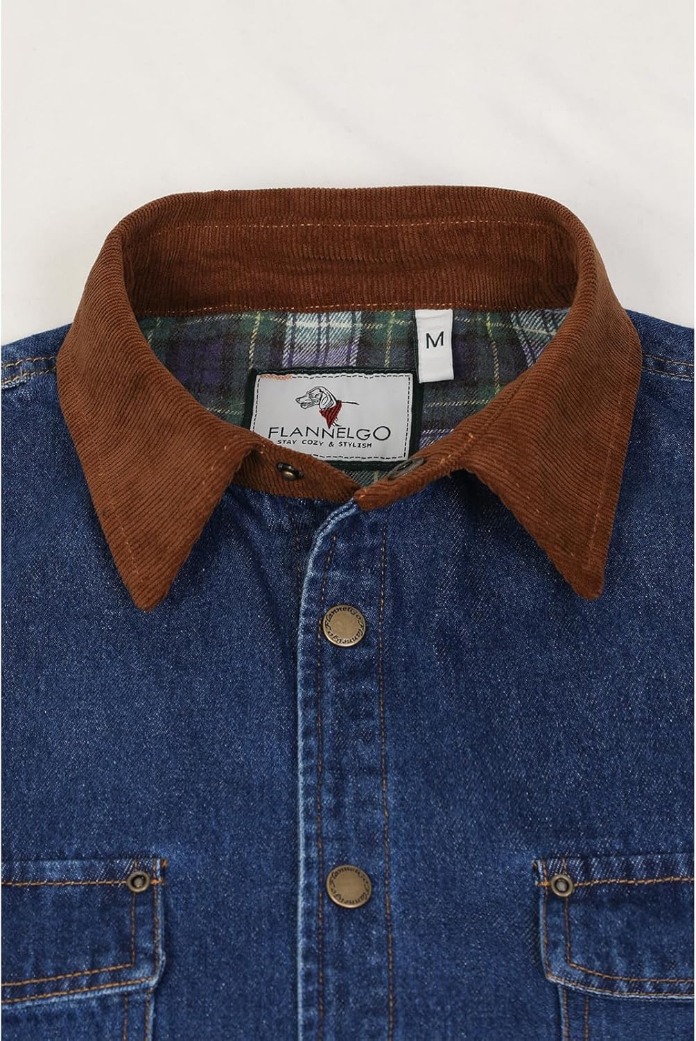 ZENTHACE Men's Flannel Lined Denim Washed Work Shirt Jacket, Fall Winter Utility Jean Shacket - Image 5