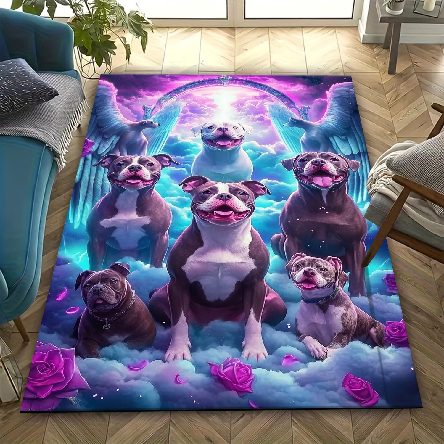Tapis d'intérieur anti-fatigue 3D motif chien, grand tapis de salon 140x200 pour enfant et ado